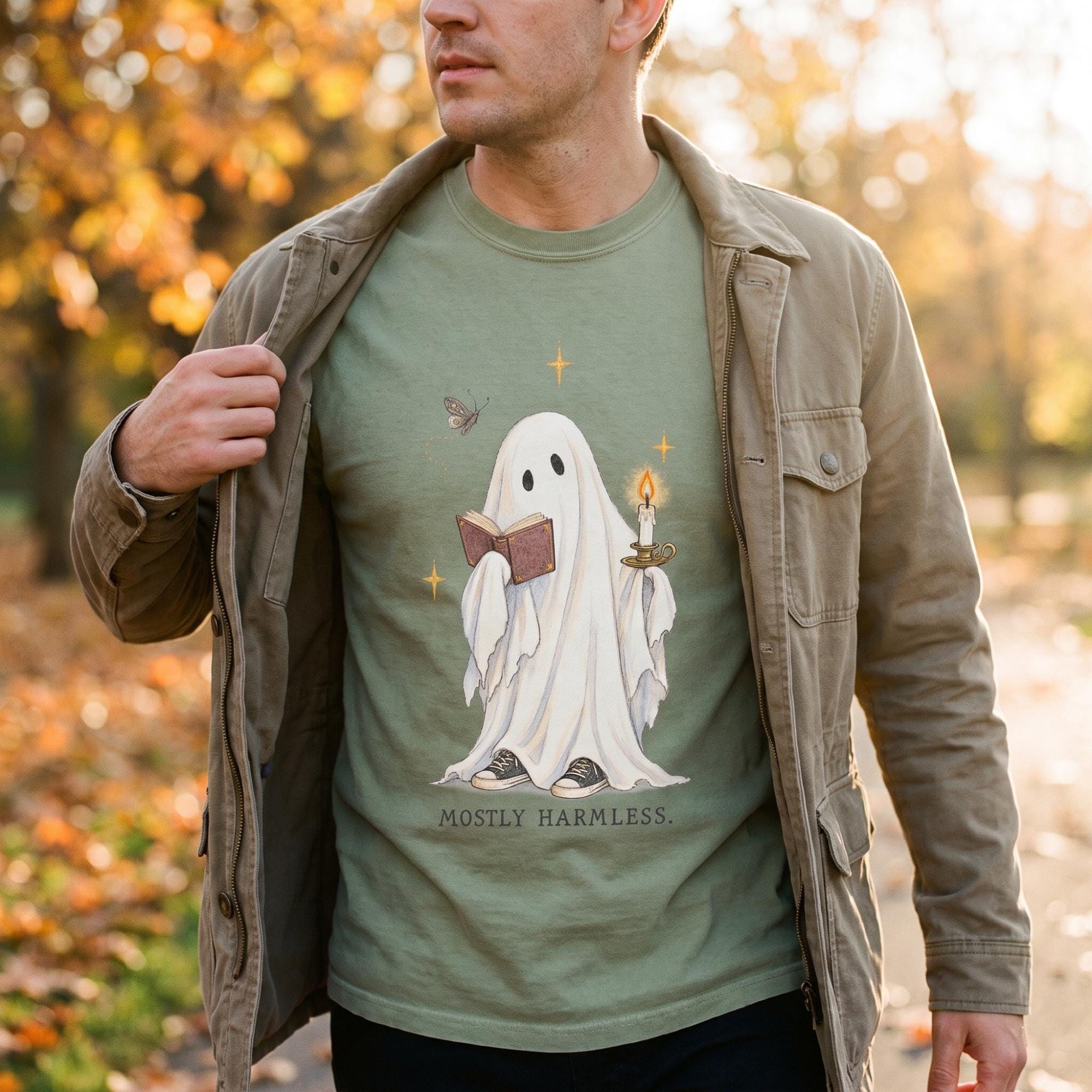 Adult Halloween Ghost Tee Shirt, Comfort Colors®, Garment Dyed Cotton, Mostly Harmless Design, view 2