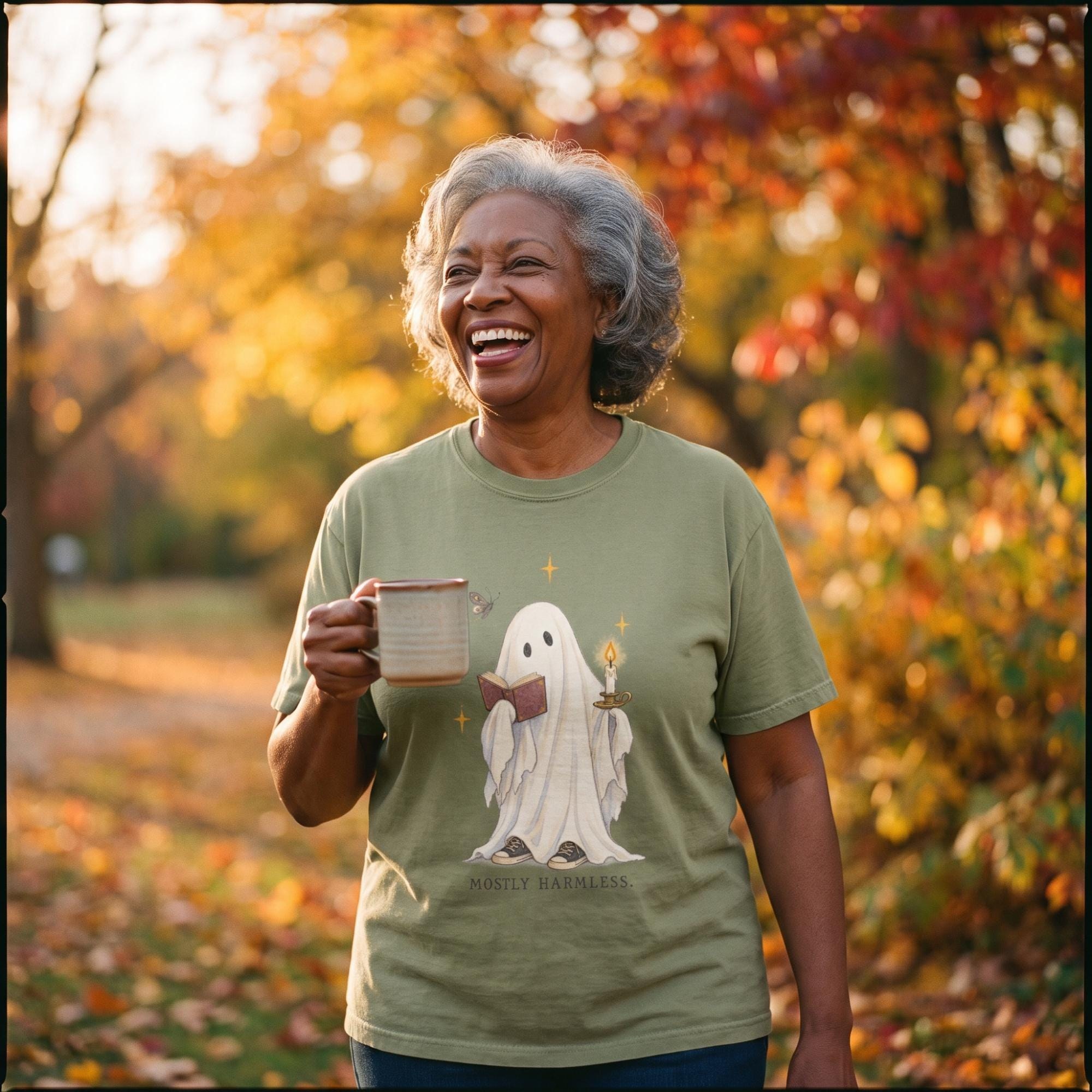 Adult Halloween Ghost Tee Shirt, Comfort Colors®, Garment Dyed Cotton, Mostly Harmless Design, view 4