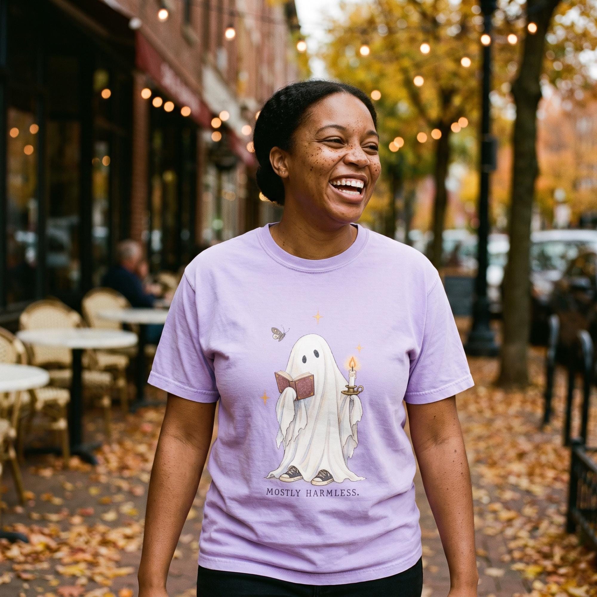 Adult Halloween Ghost Tee Shirt, Comfort Colors®, Garment Dyed Cotton, Mostly Harmless Design, view 6