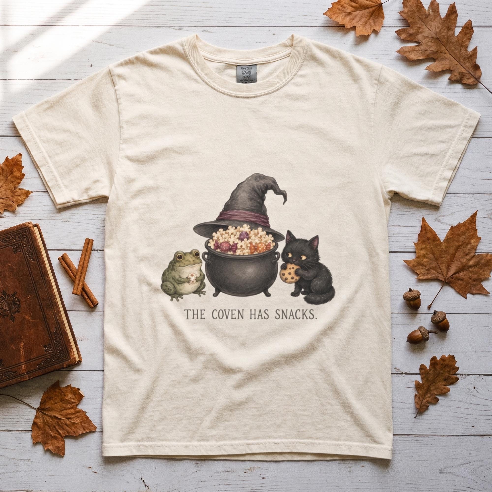 The Coven Has Snacks Witch Tee, Comfort Colors, Unisex Adult Shirt, Funny Halloween Gift