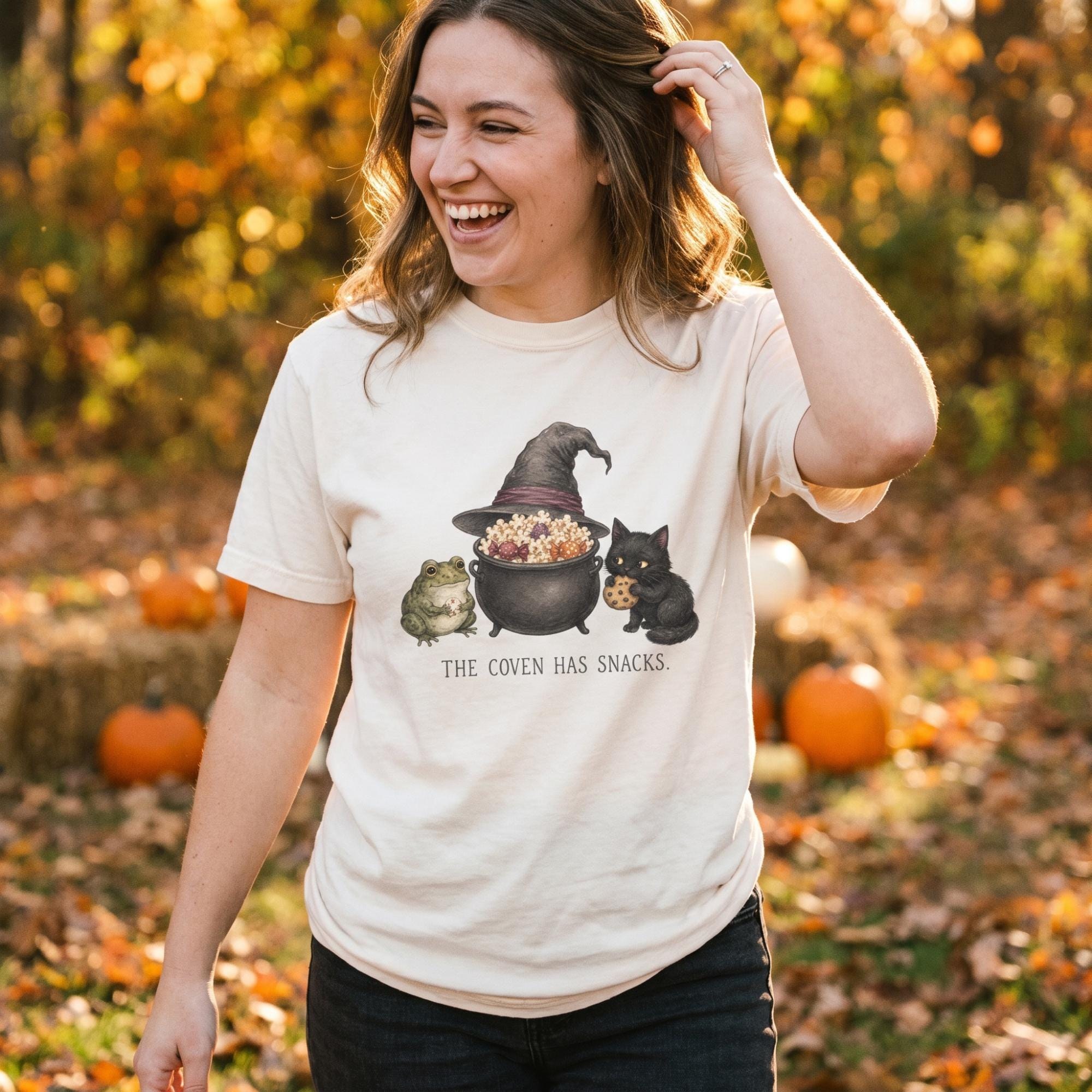 The Coven Has Snacks Witch Tee, Comfort Colors, Unisex Adult Shirt, Funny Halloween Gift, view 2