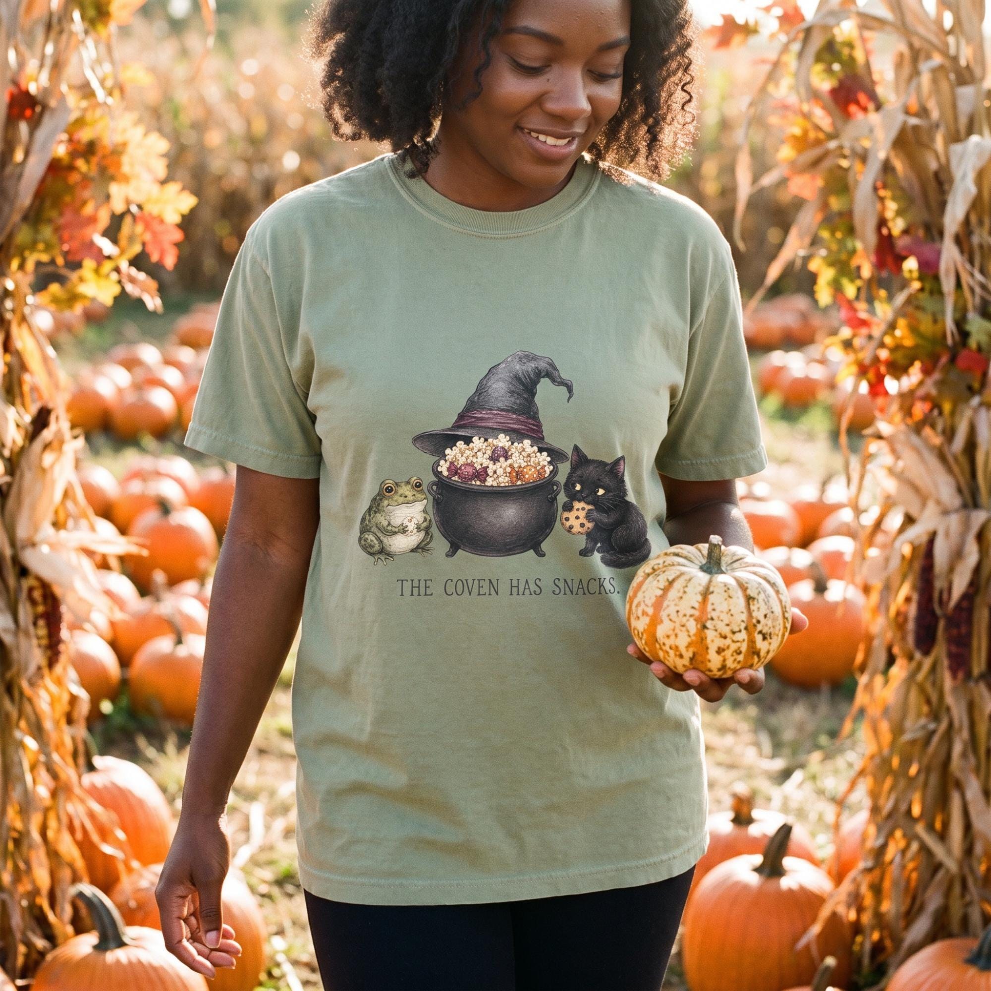 The Coven Has Snacks Witch Tee, Comfort Colors, Unisex Adult Shirt, Funny Halloween Gift, view 4