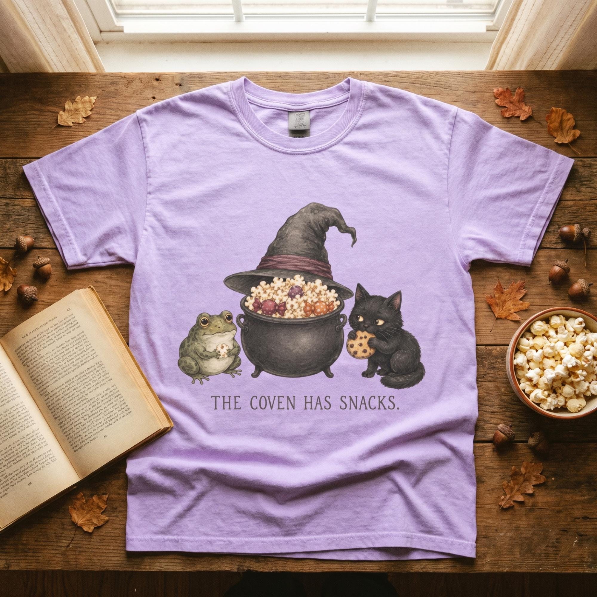 The Coven Has Snacks Witch Tee, Comfort Colors, Unisex Adult Shirt, Funny Halloween Gift, view 5