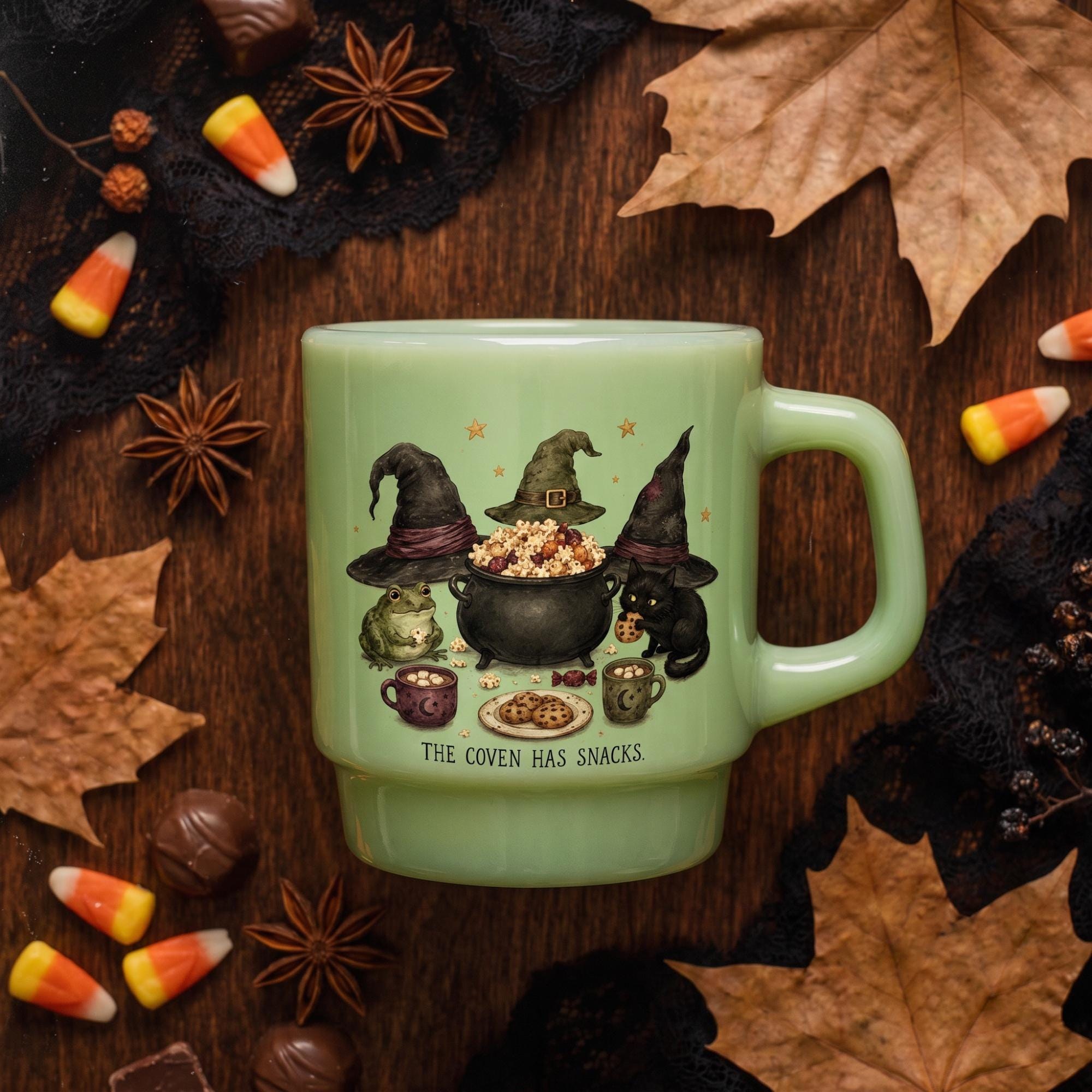 Halloween Jade Glass Coffee Mug, Snack Lover