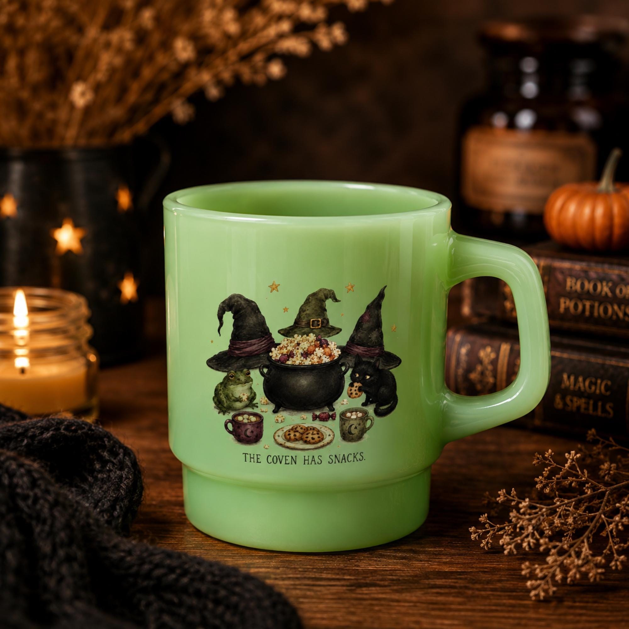 Halloween Jade Glass Coffee Mug, Snack Lover, view 2