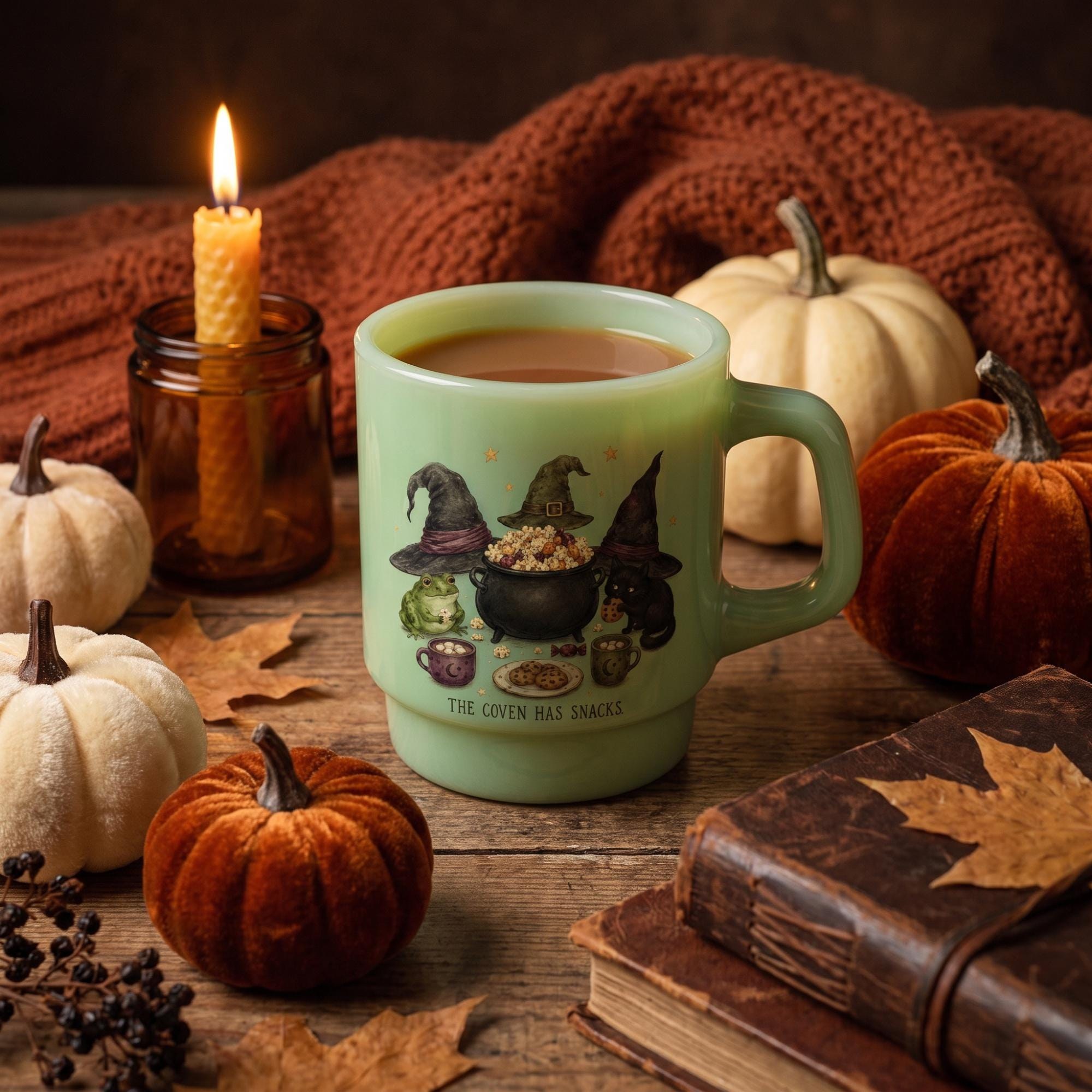 Halloween Jade Glass Coffee Mug, Snack Lover, view 4