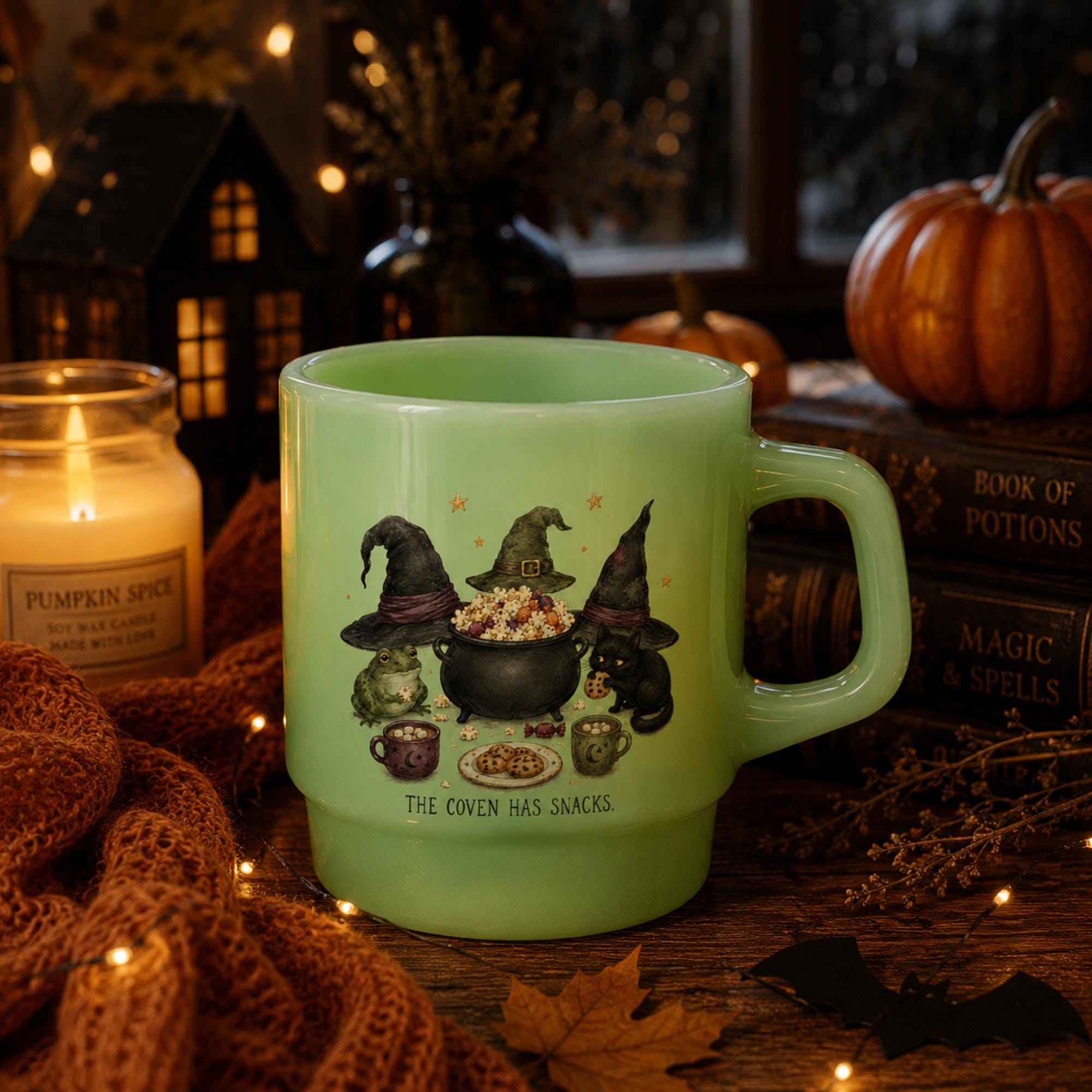 Halloween Jade Glass Coffee Mug, Snack Lover, view 6