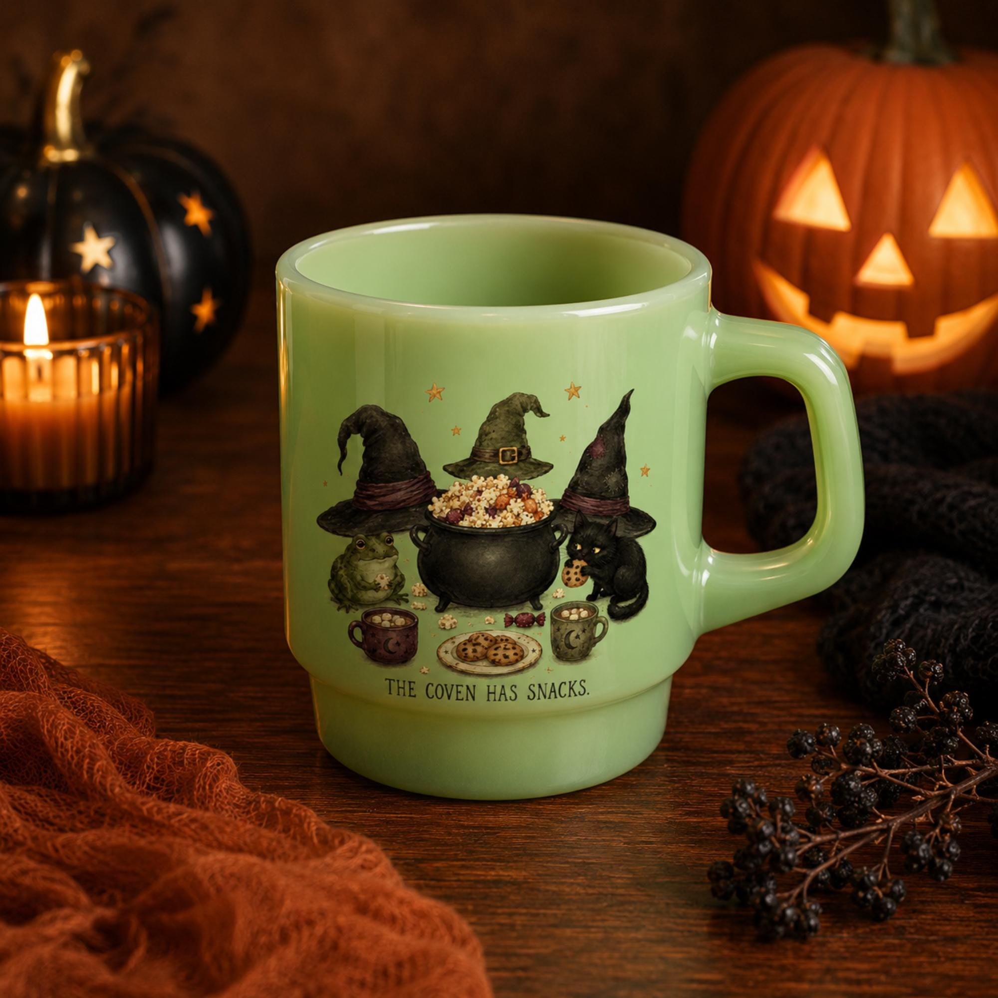Halloween Jade Glass Coffee Mug, Snack Lover, view 7