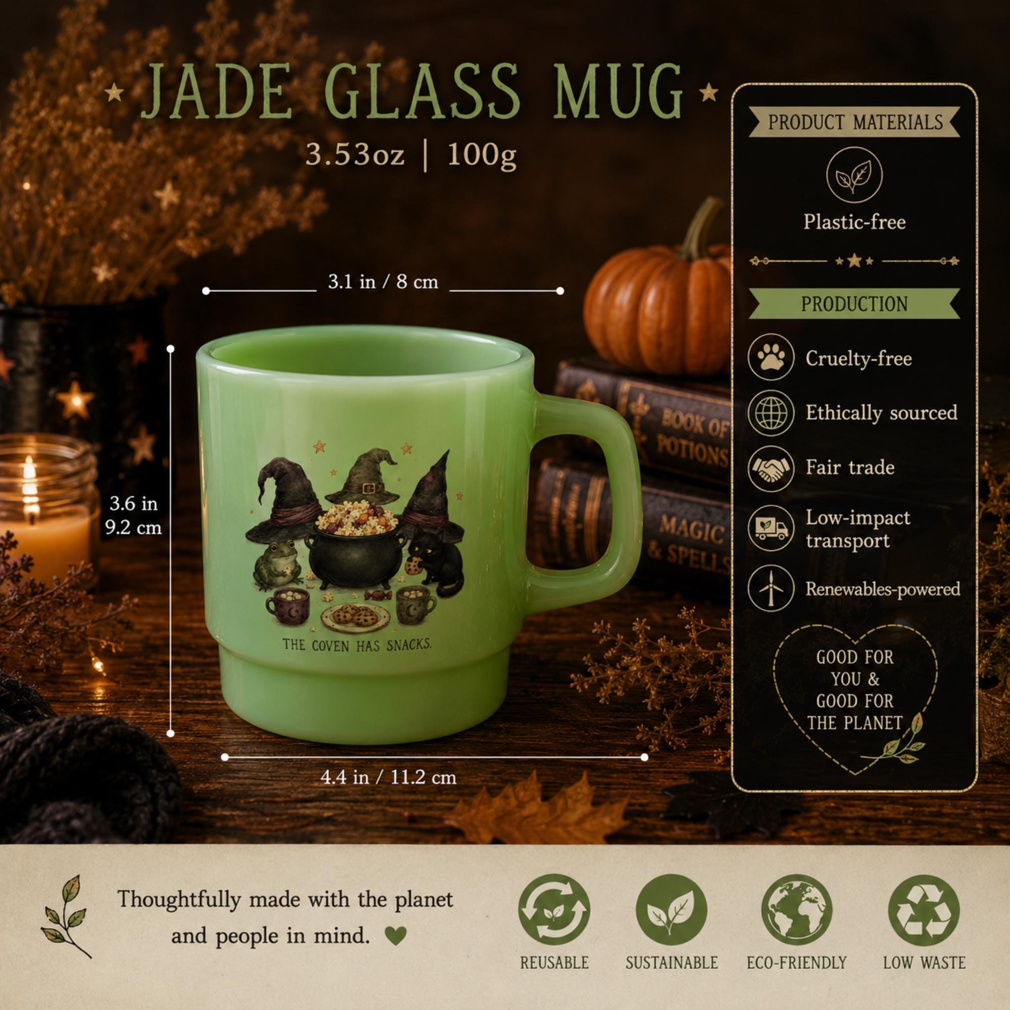 Halloween Jade Glass Coffee Mug, Snack Lover, view 8