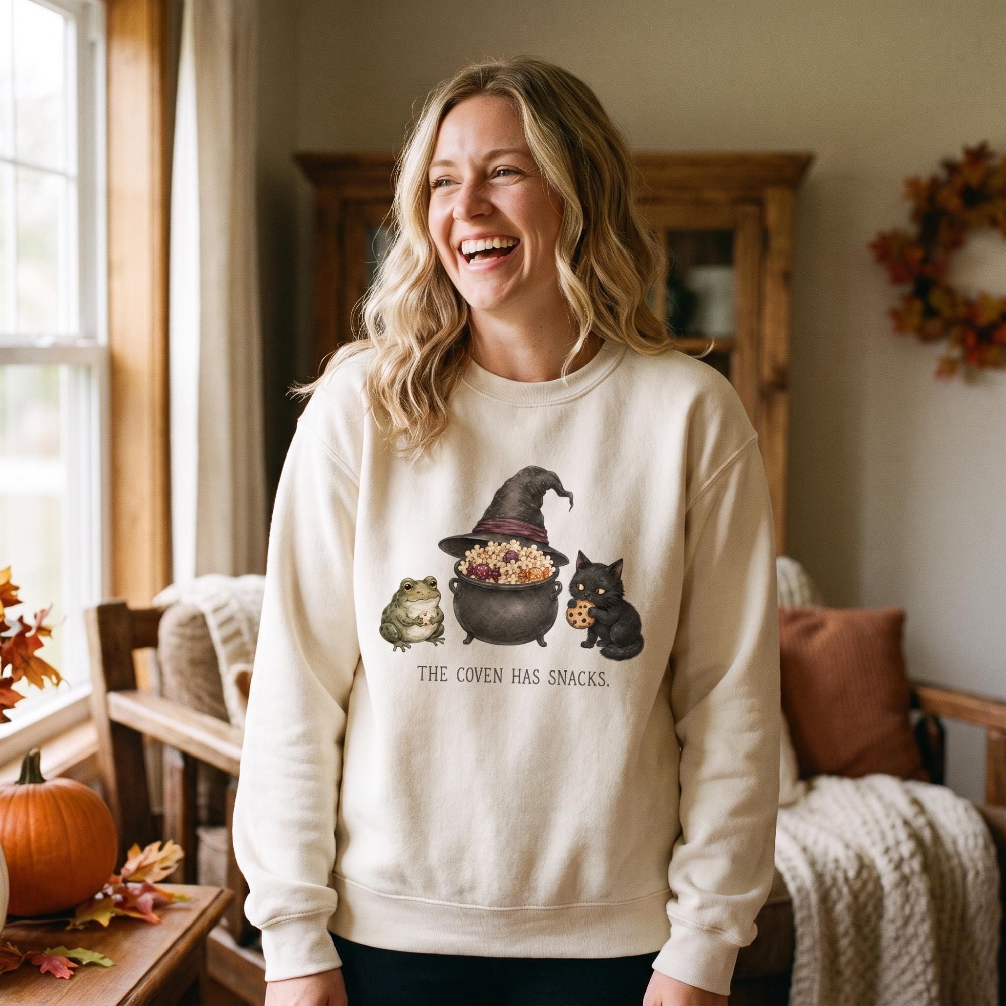 Adult Coven Has Snacks Sweatshirt, Comfort Colors®, Limited Edition, Witch Humor, Unisex Fit, view 3