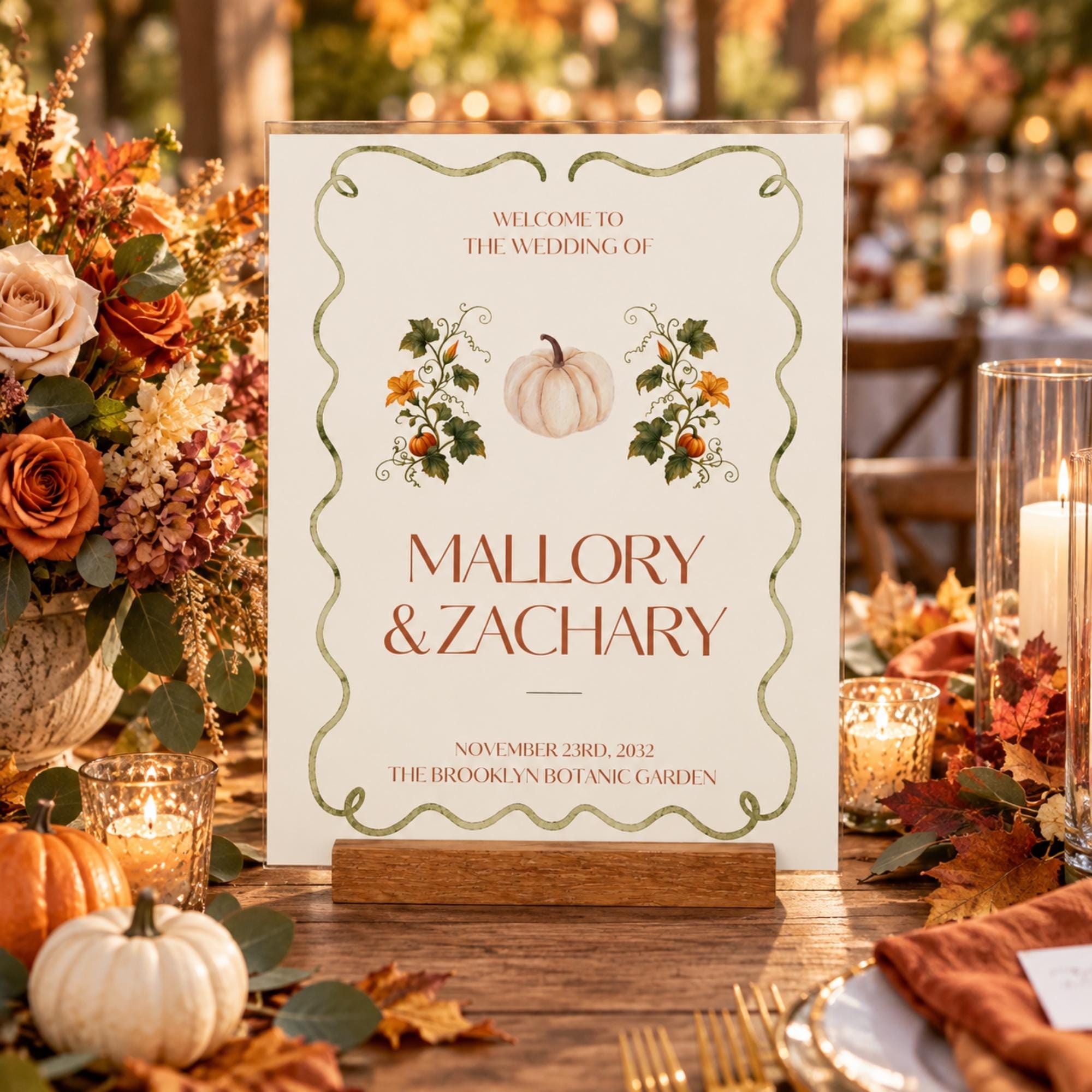 Pumpkin Acrylic Wedding Seating Chart & Welcome Sign Bundle Chart, event keepsake, view 4