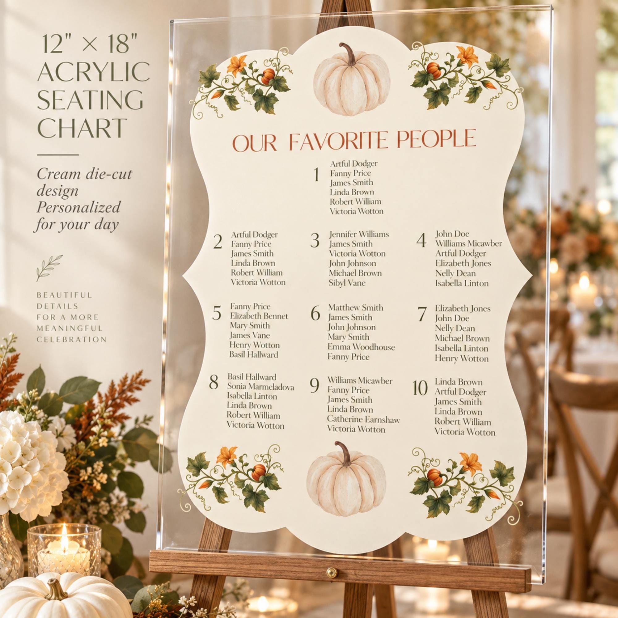 Pumpkin Acrylic Wedding Seating Chart & Welcome Sign Bundle Chart, event keepsake, view 6