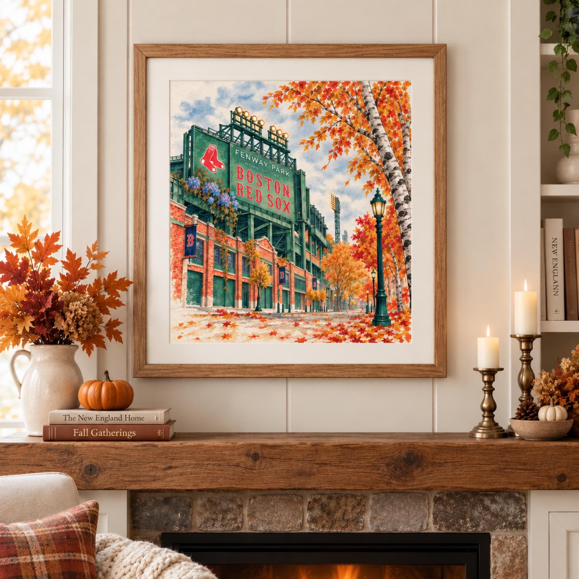 Fenway Park Autumn Art Print, Giclee