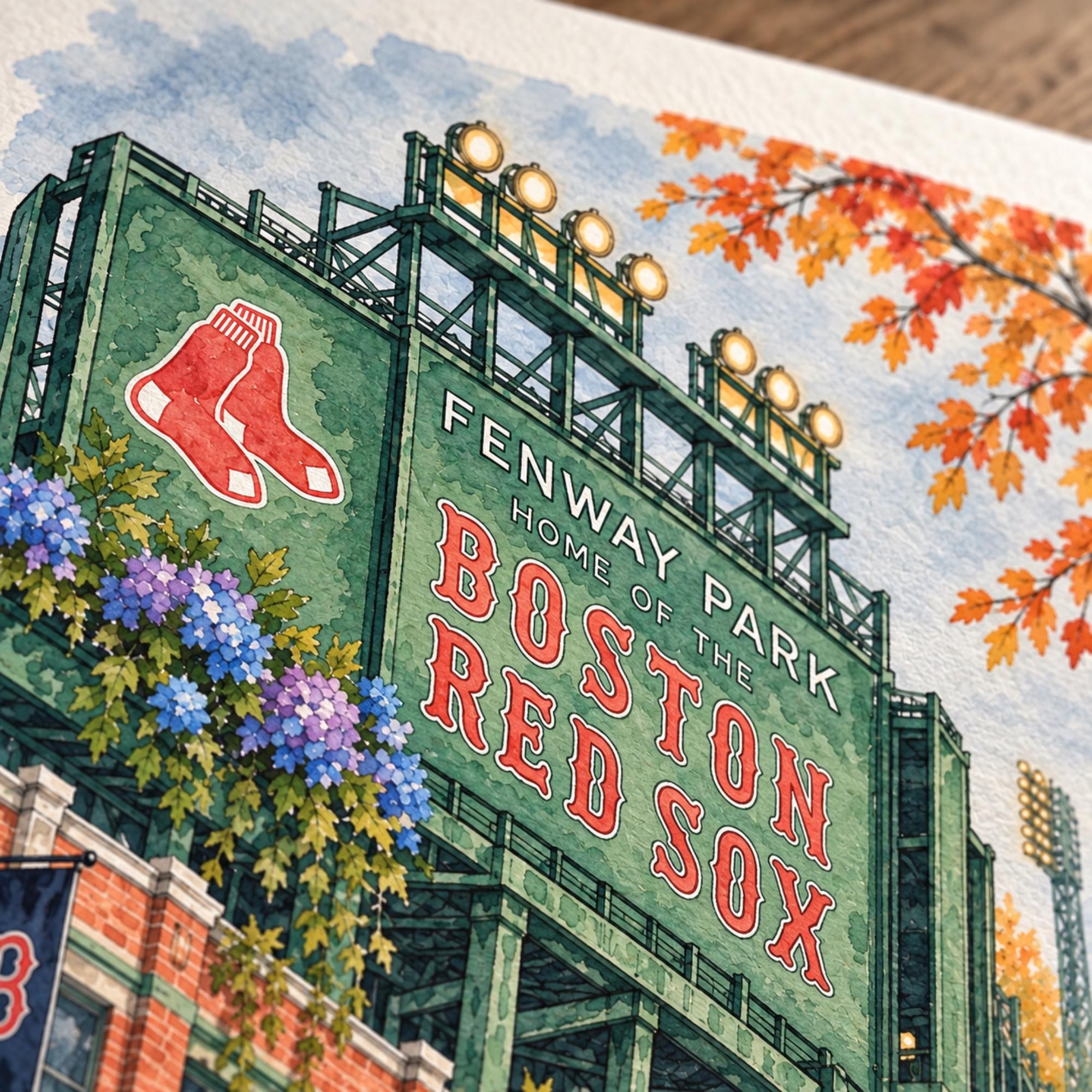 Fenway Park Autumn Art Print, Giclee, view 3