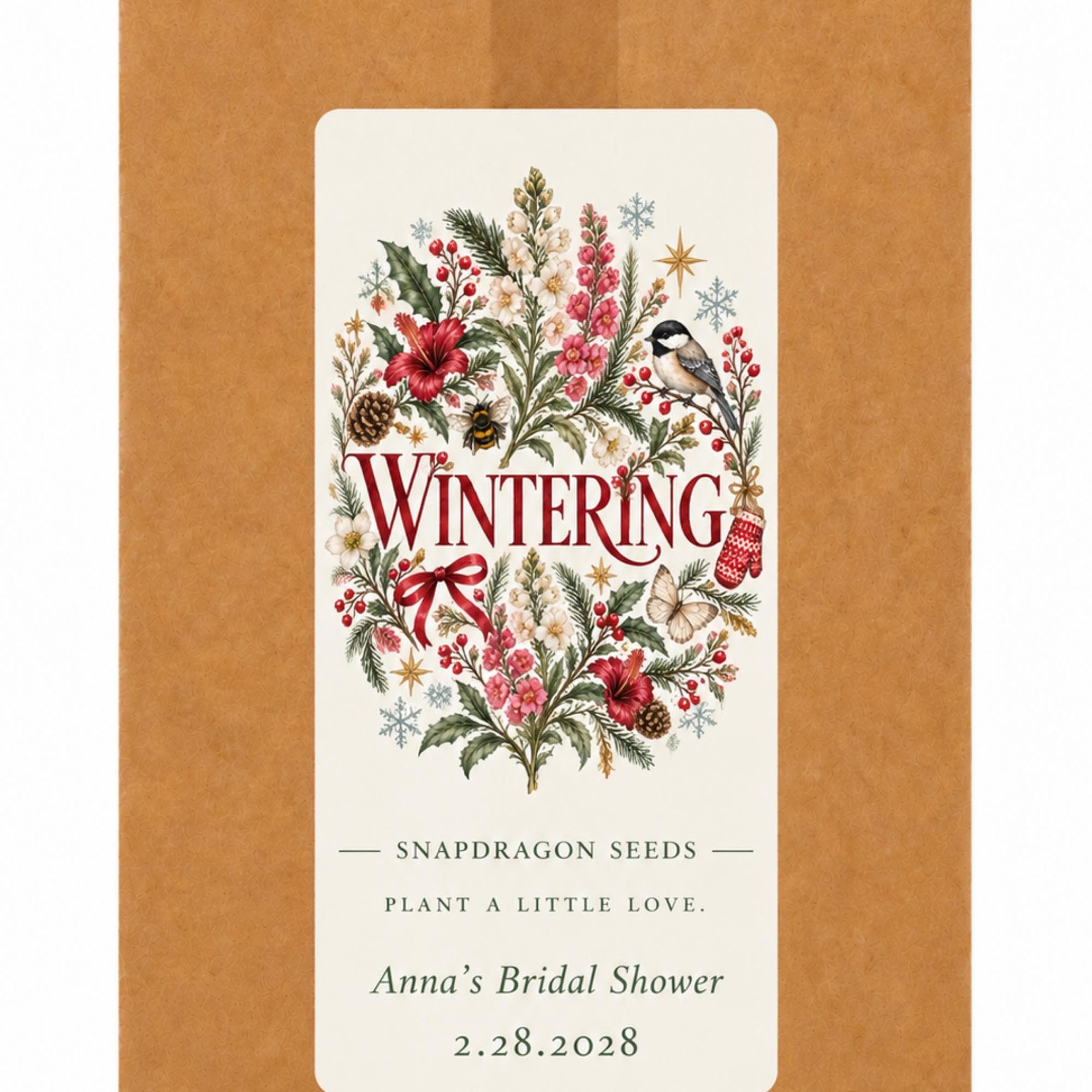 Personalized Winter Snapdragon Seed Favors, Baby Snapdragon Seeds, Terracotta Pot Planting Kit, view 2