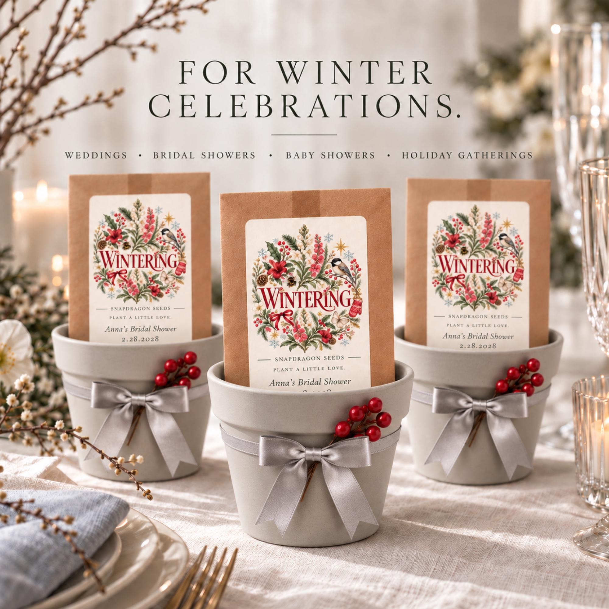 Personalized Winter Snapdragon Seed Favors, Baby Snapdragon Seeds, Terracotta Pot Planting Kit, view 5
