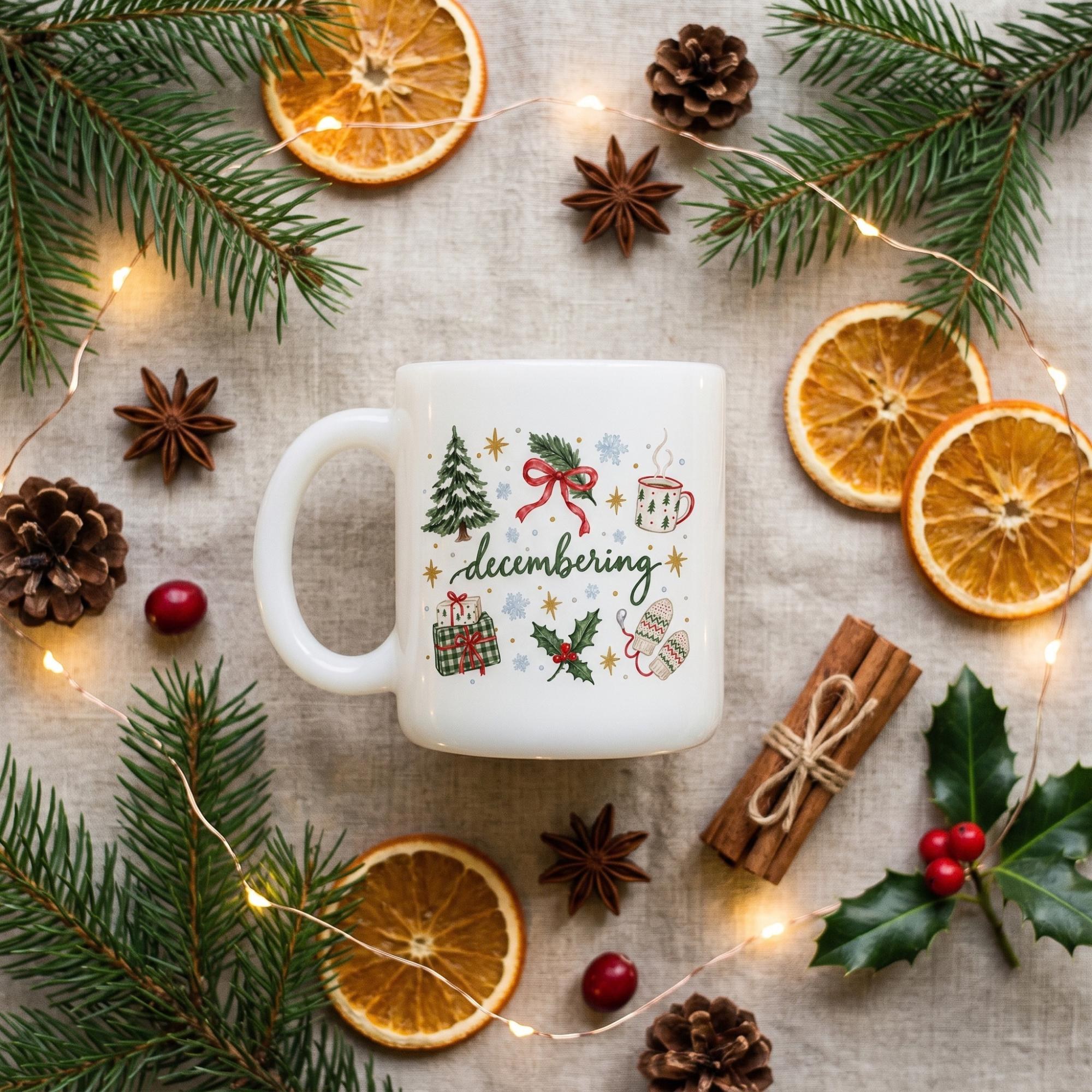 Holiday Mug, 4oz, BPA Free, Milk Glass, Microwave Usable, Dishwasher Usable, view 2