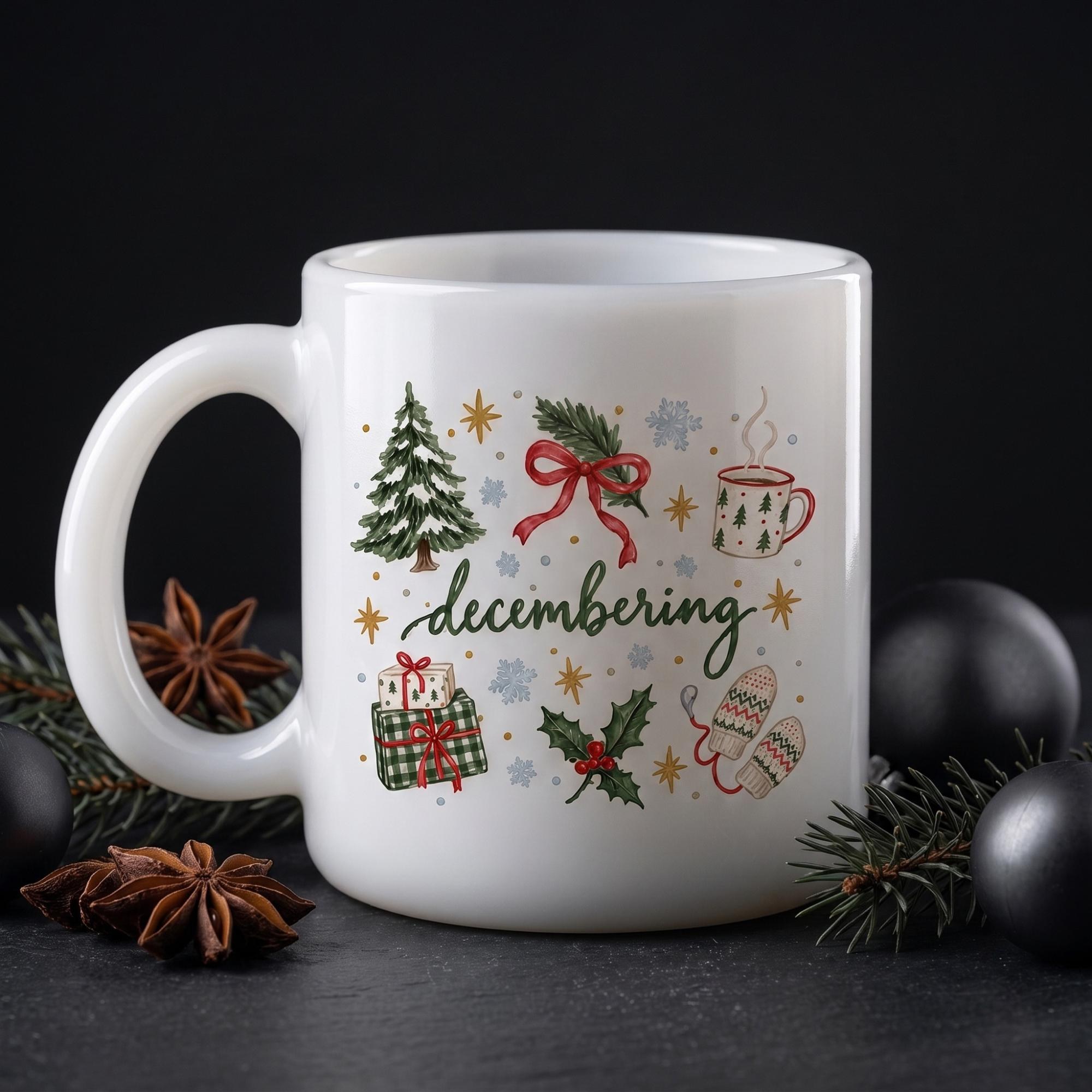 Holiday Mug, 4oz, BPA Free, Milk Glass, Microwave Usable, Dishwasher Usable, view 3