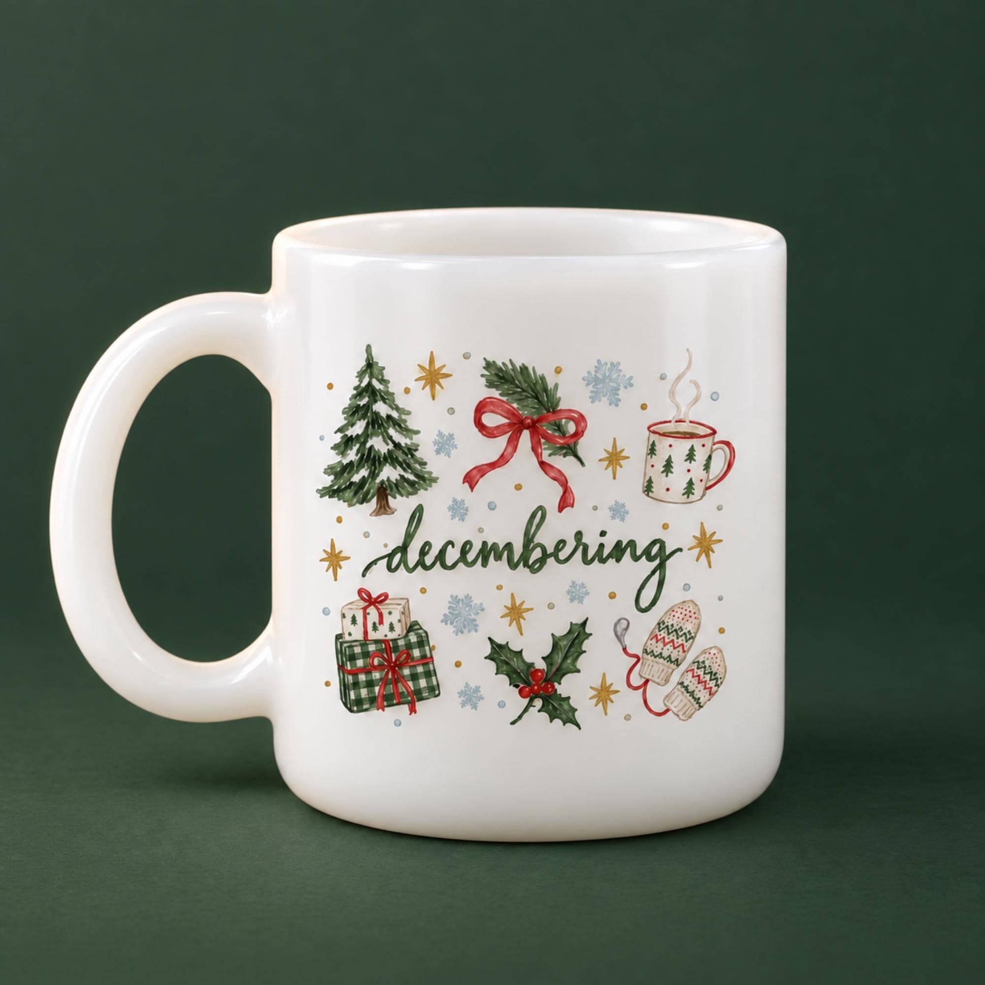 Holiday Mug, 4oz, BPA Free, Milk Glass, Microwave Usable, Dishwasher Usable, view 4