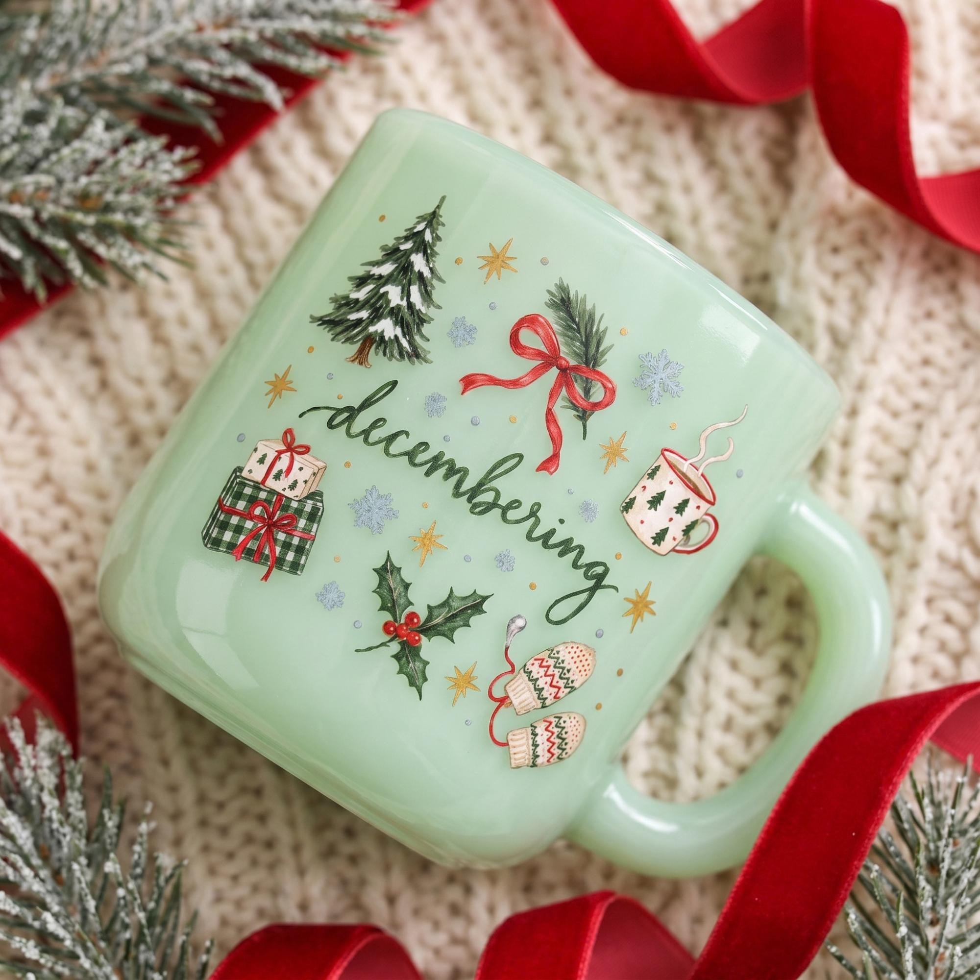 Holiday Mug, 4oz, BPA Free, Milk Glass, Microwave Usable, Dishwasher Usable, view 6