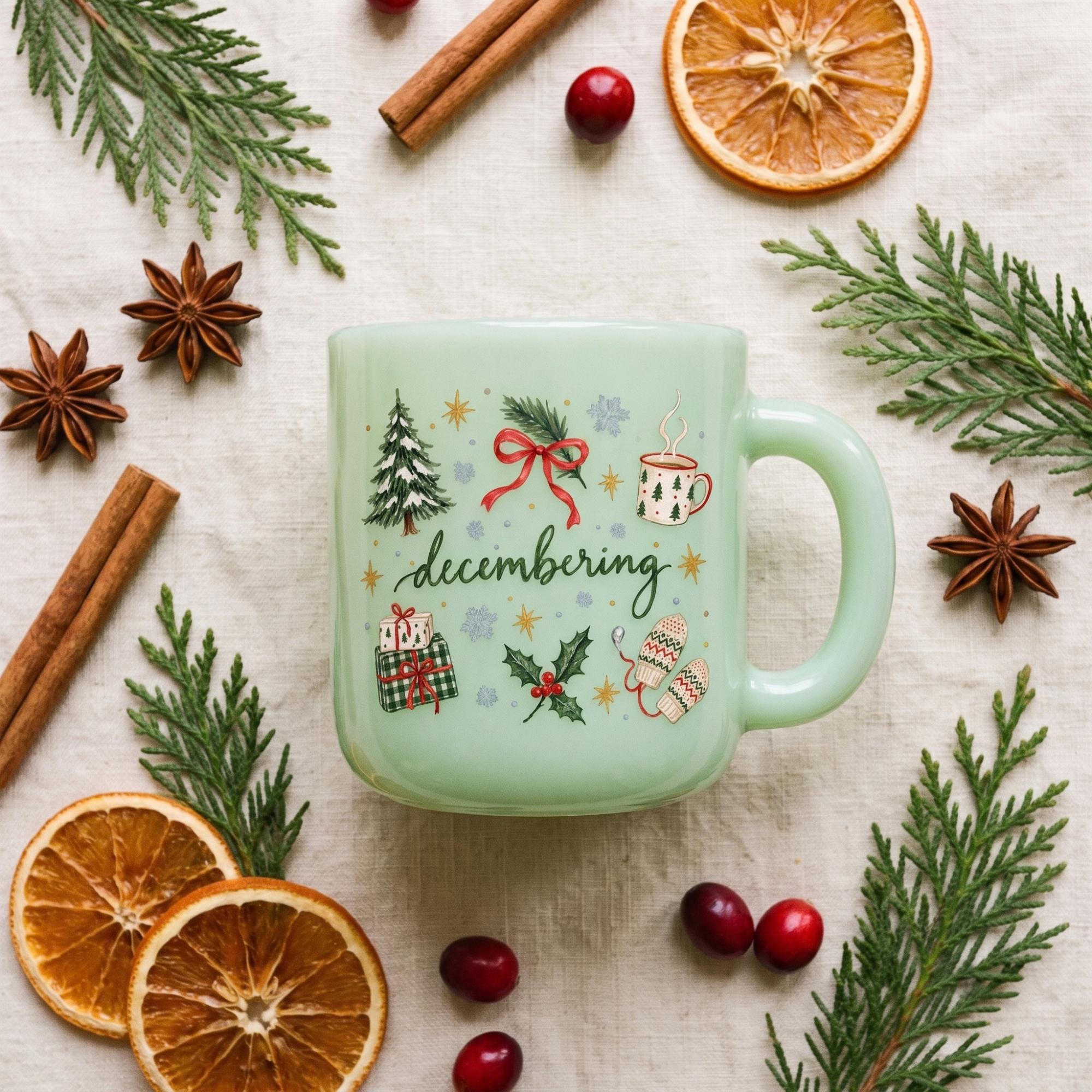 Holiday Mug, 4oz, BPA Free, Milk Glass, Microwave Usable, Dishwasher Usable, view 7
