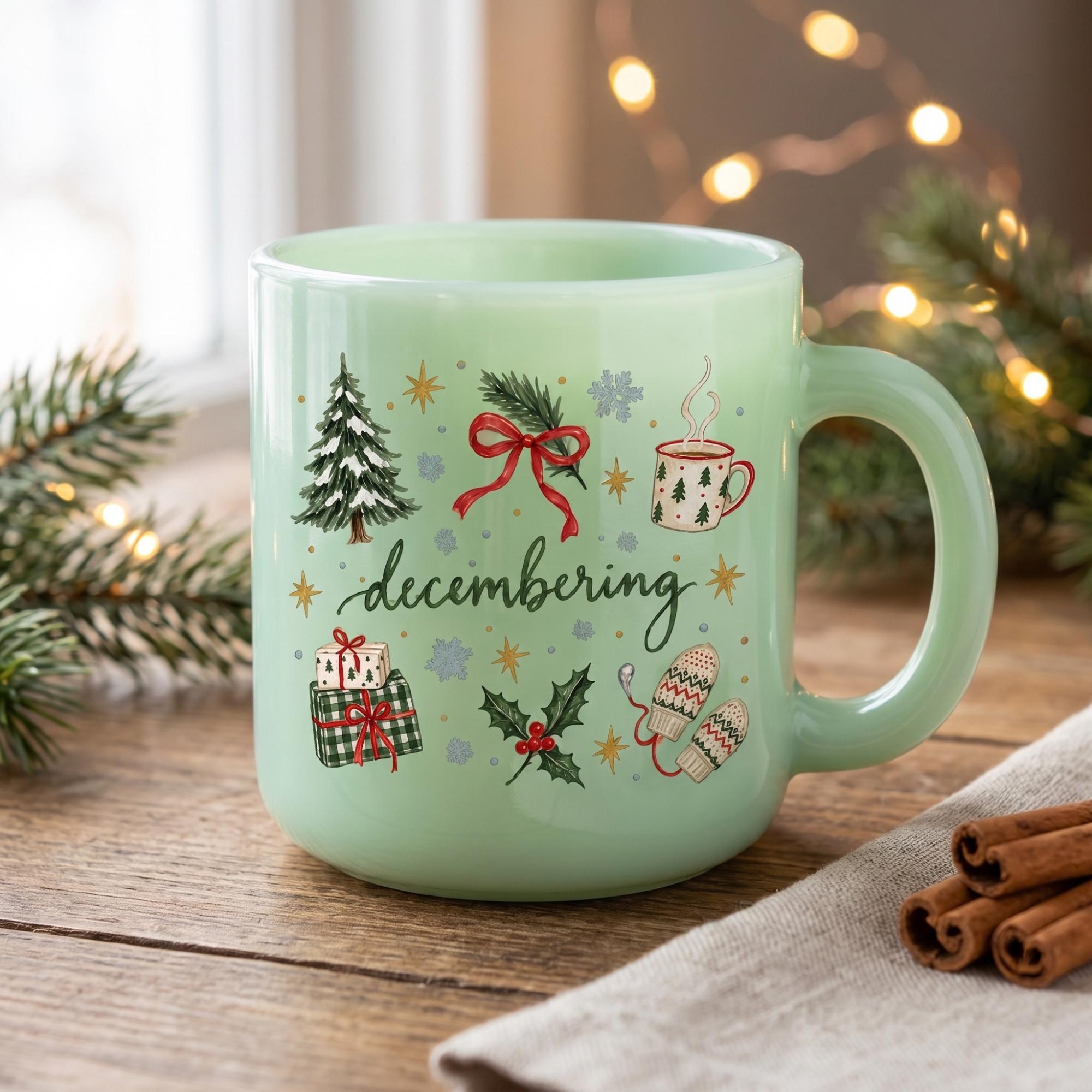 Holiday Mug, 4oz, BPA Free, Milk Glass, Microwave Usable, Dishwasher Usable, view 8