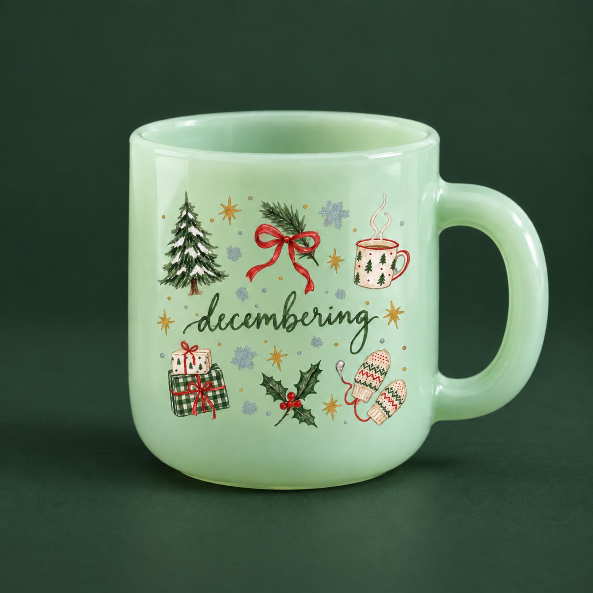 Holiday Mug, 4oz, BPA Free, Milk Glass, Microwave Usable, Dishwasher Usable, view 9