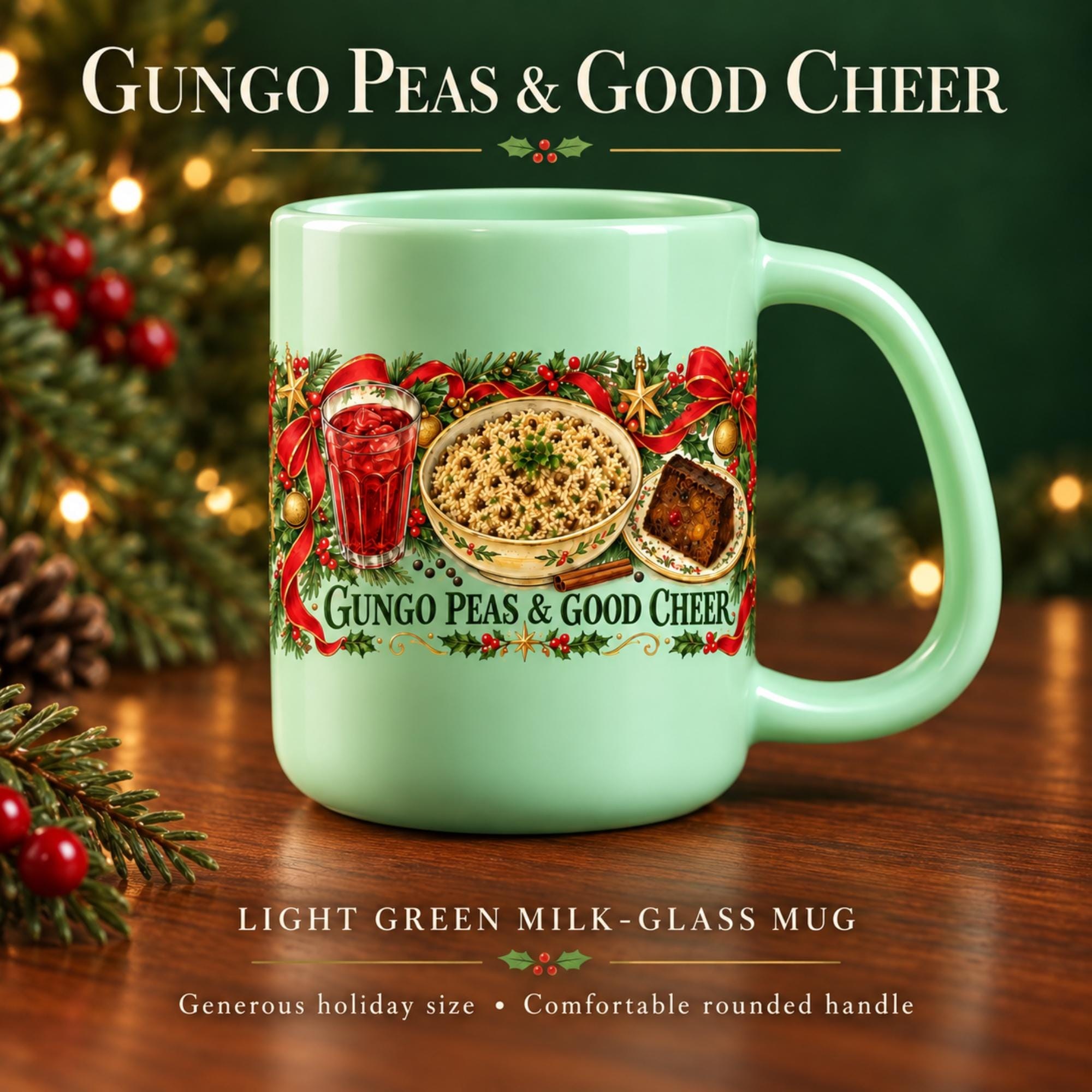 Jamaican Mug with Gungo Peas, Sorrel + Rum Cake, 12oz, Microwave Usable, Dishwasher Usable