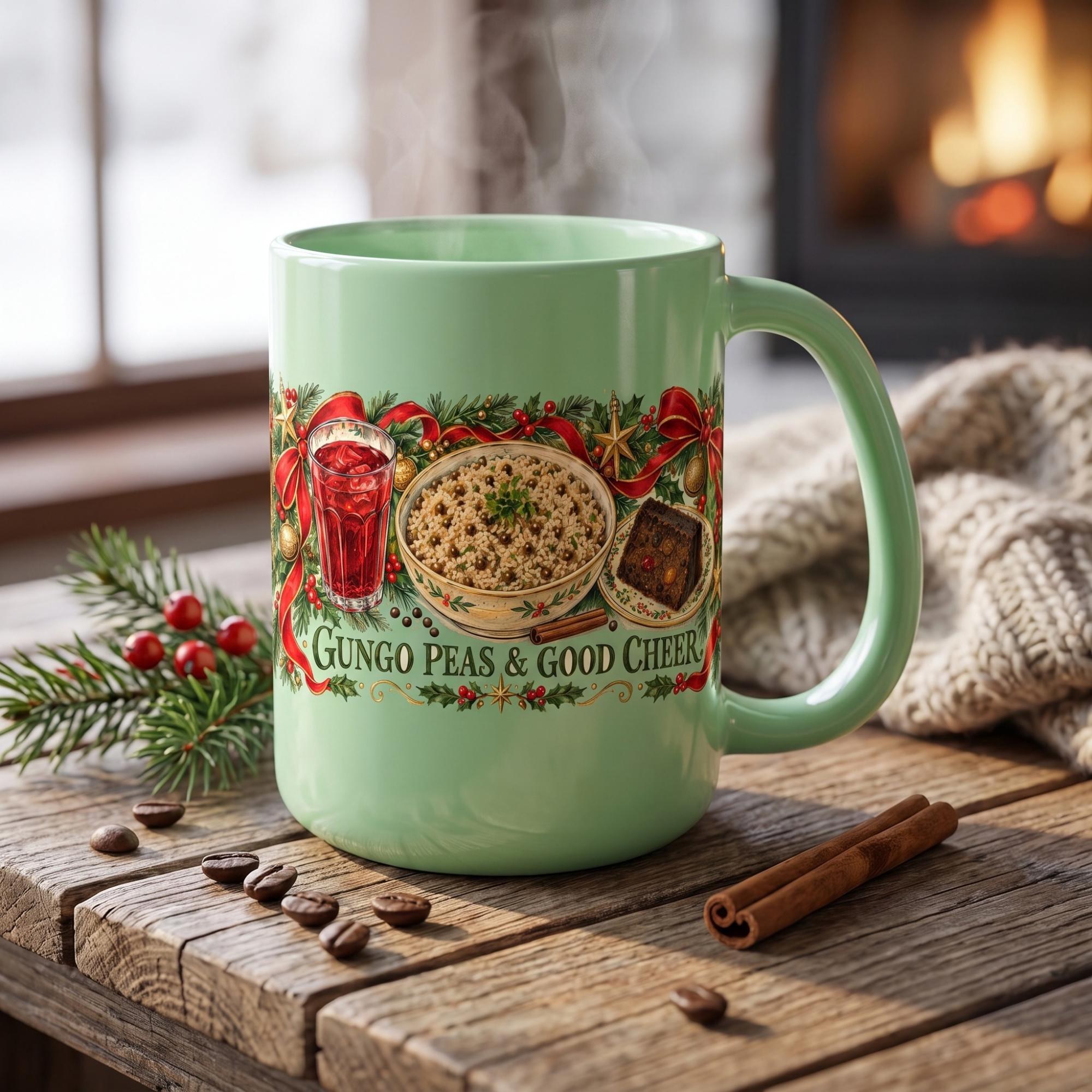 Jamaican Mug with Gungo Peas, Sorrel + Rum Cake, 12oz, Microwave Usable, Dishwasher Usable, view 2