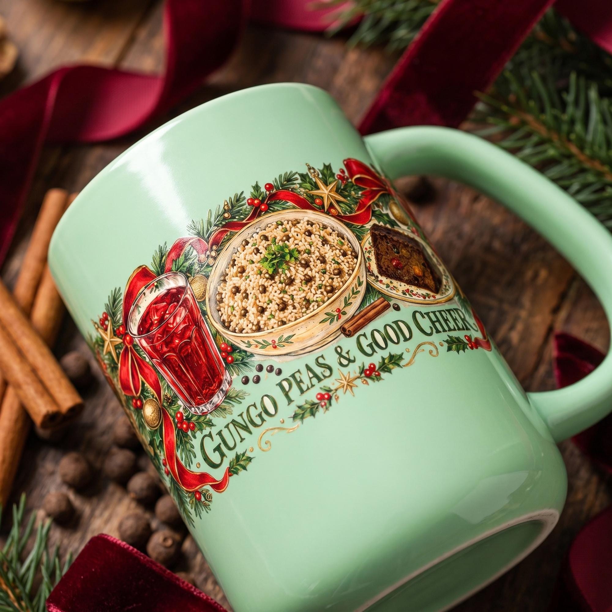 Jamaican Mug with Gungo Peas, Sorrel + Rum Cake, 12oz, Microwave Usable, Dishwasher Usable, view 4