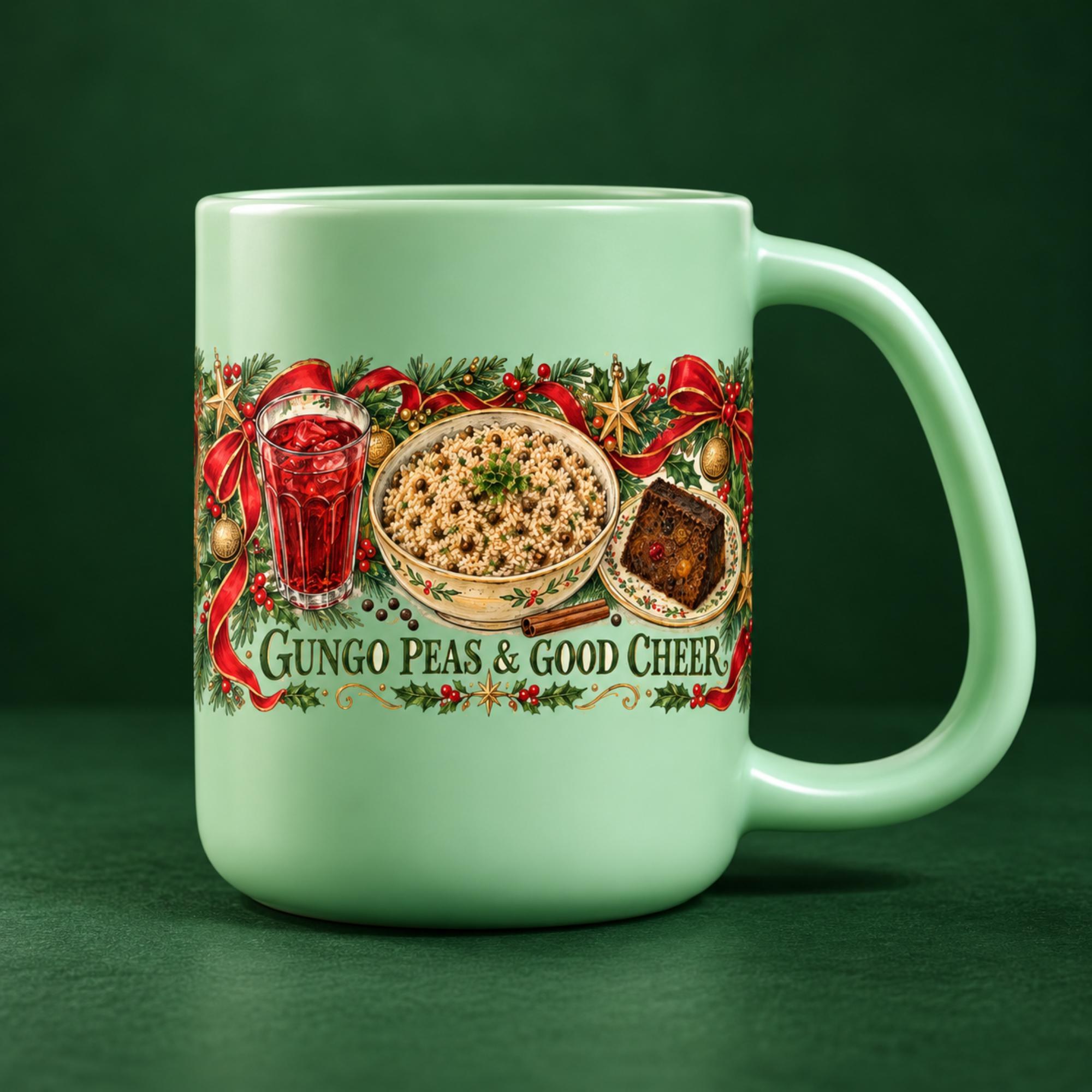 Jamaican Mug with Gungo Peas, Sorrel + Rum Cake, 12oz, Microwave Usable, Dishwasher Usable, view 6