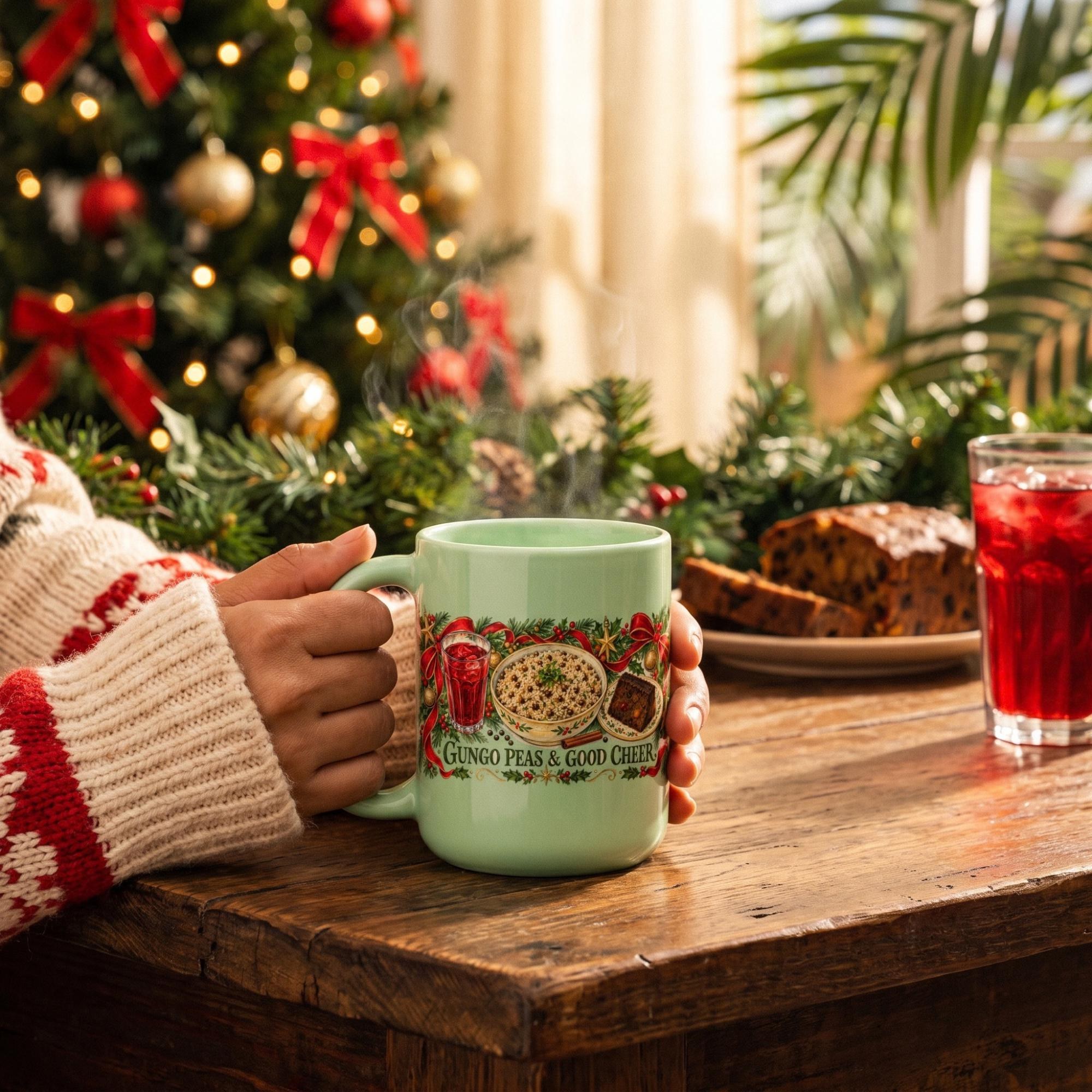 Jamaican Mug with Gungo Peas, Sorrel + Rum Cake, 12oz, Microwave Usable, Dishwasher Usable, view 7