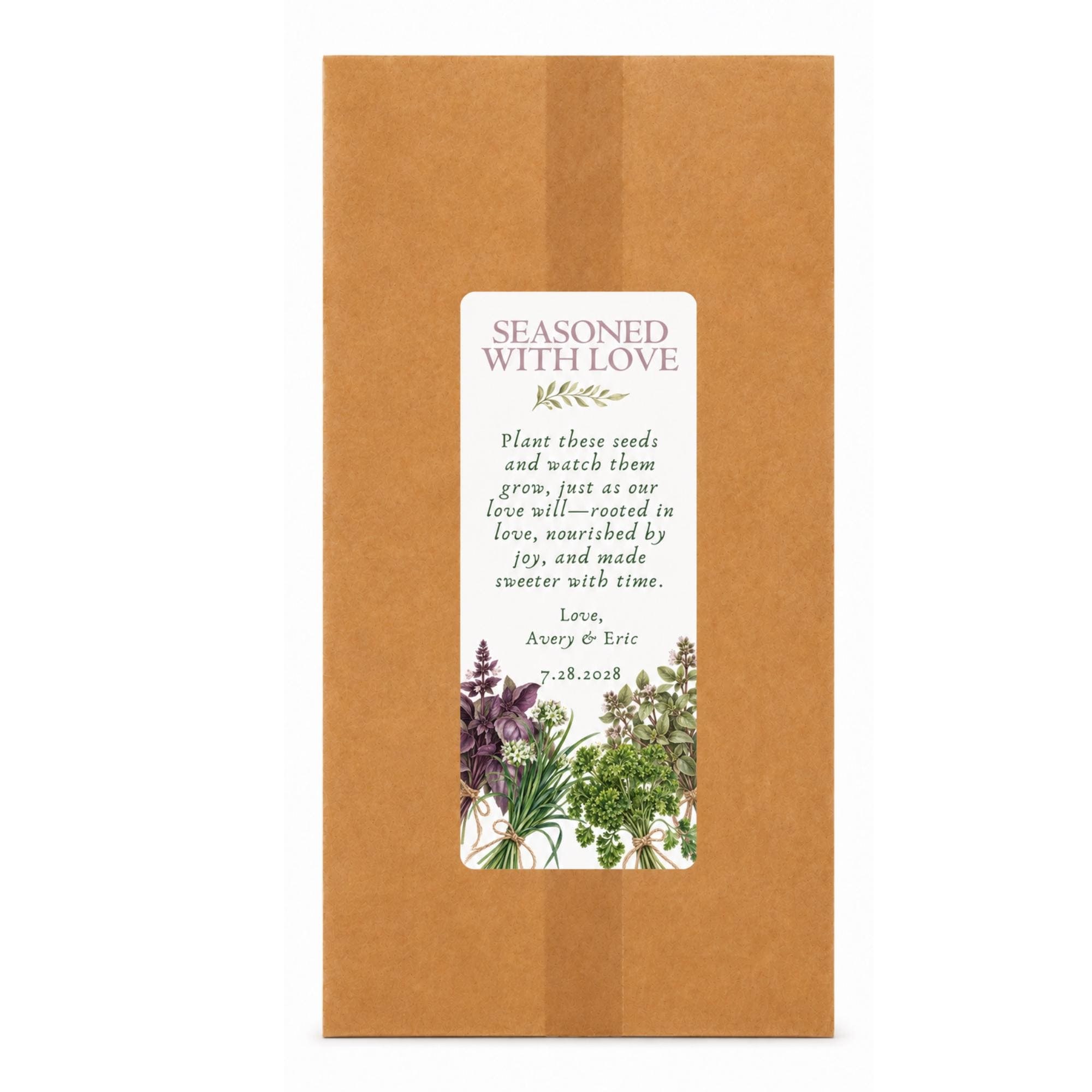 Herb Seed Guest Favors. Terracotta Pots, Seasoned With Love, Botanical Guest Gifts, Personalized, view 2