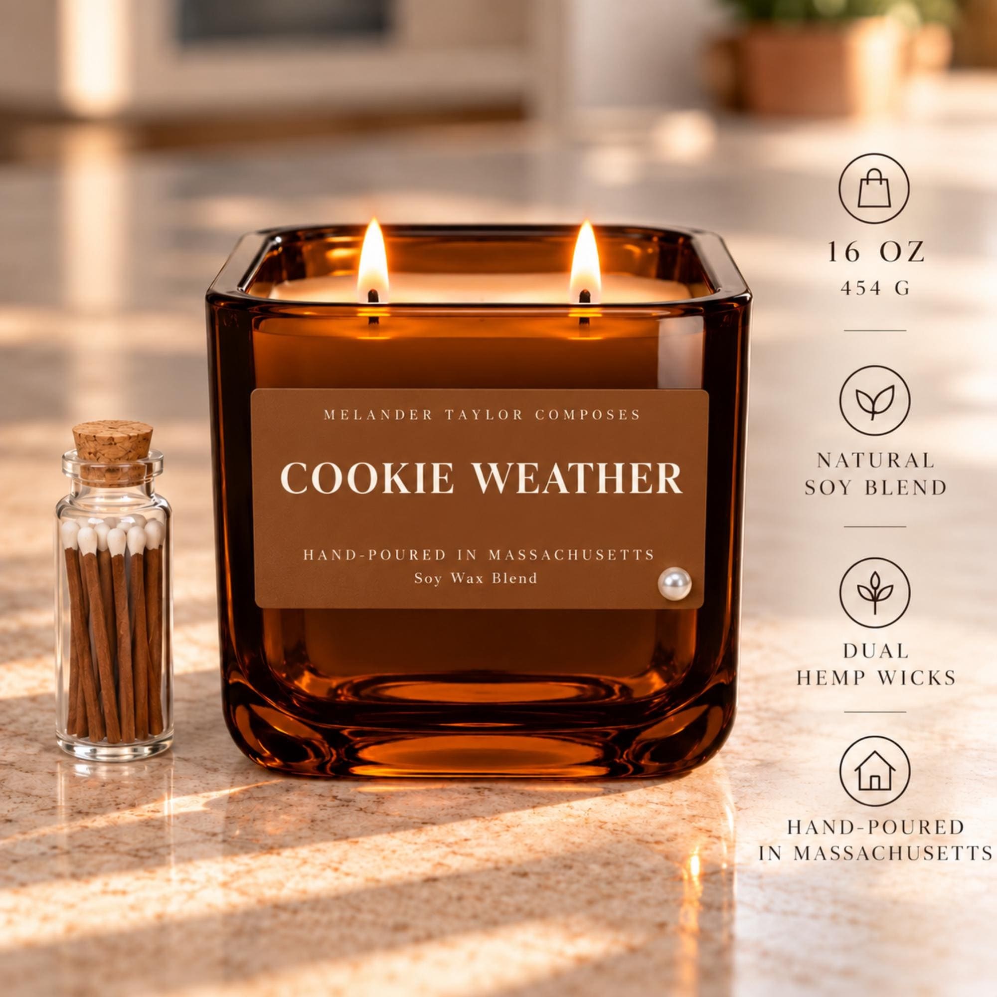 Gingerbread Holiday Candle, 16oz, double wick, ginger cinnamon vanilla, scent card + matches, view 3