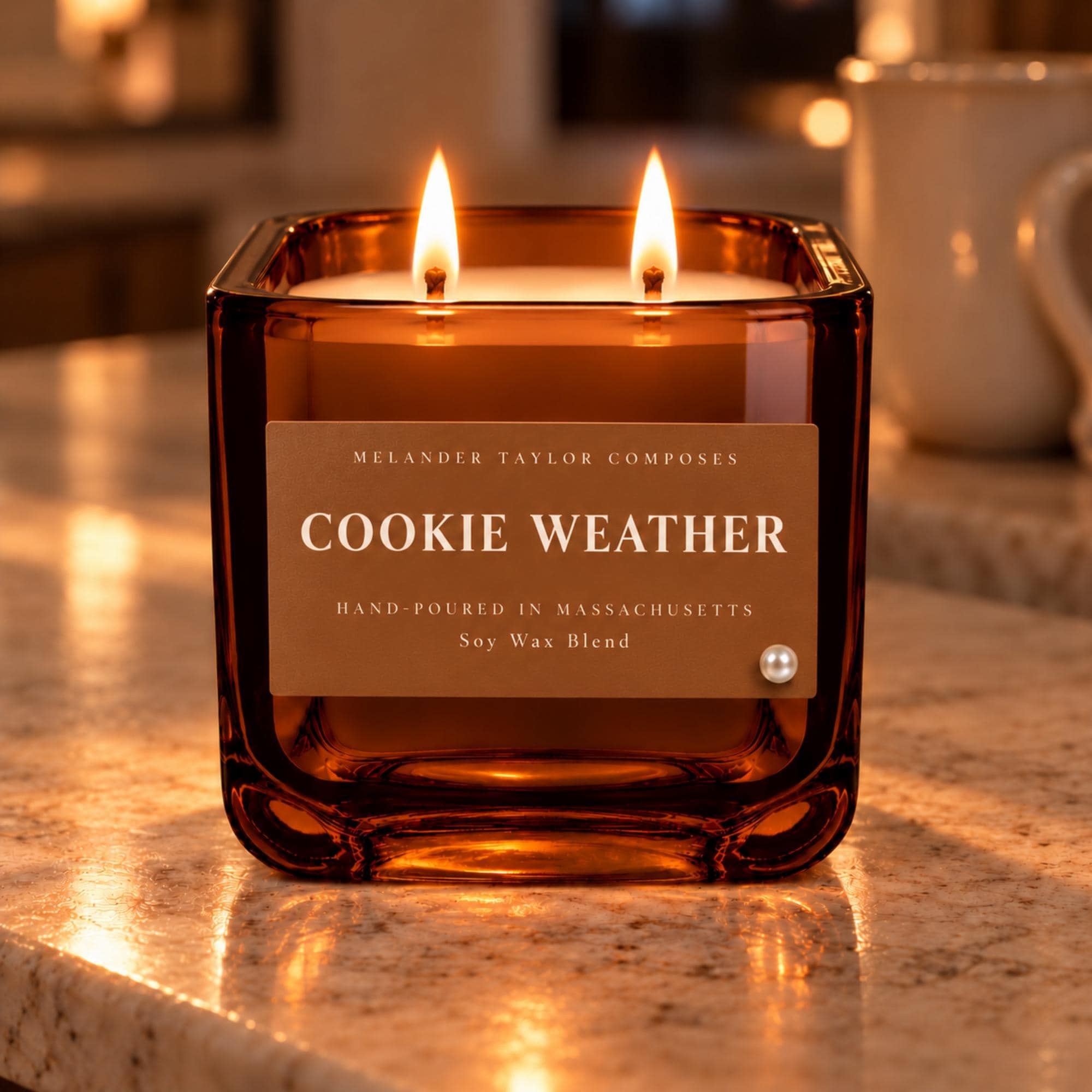 Gingerbread Holiday Candle, 16oz, double wick, ginger cinnamon vanilla, scent card + matches, view 5