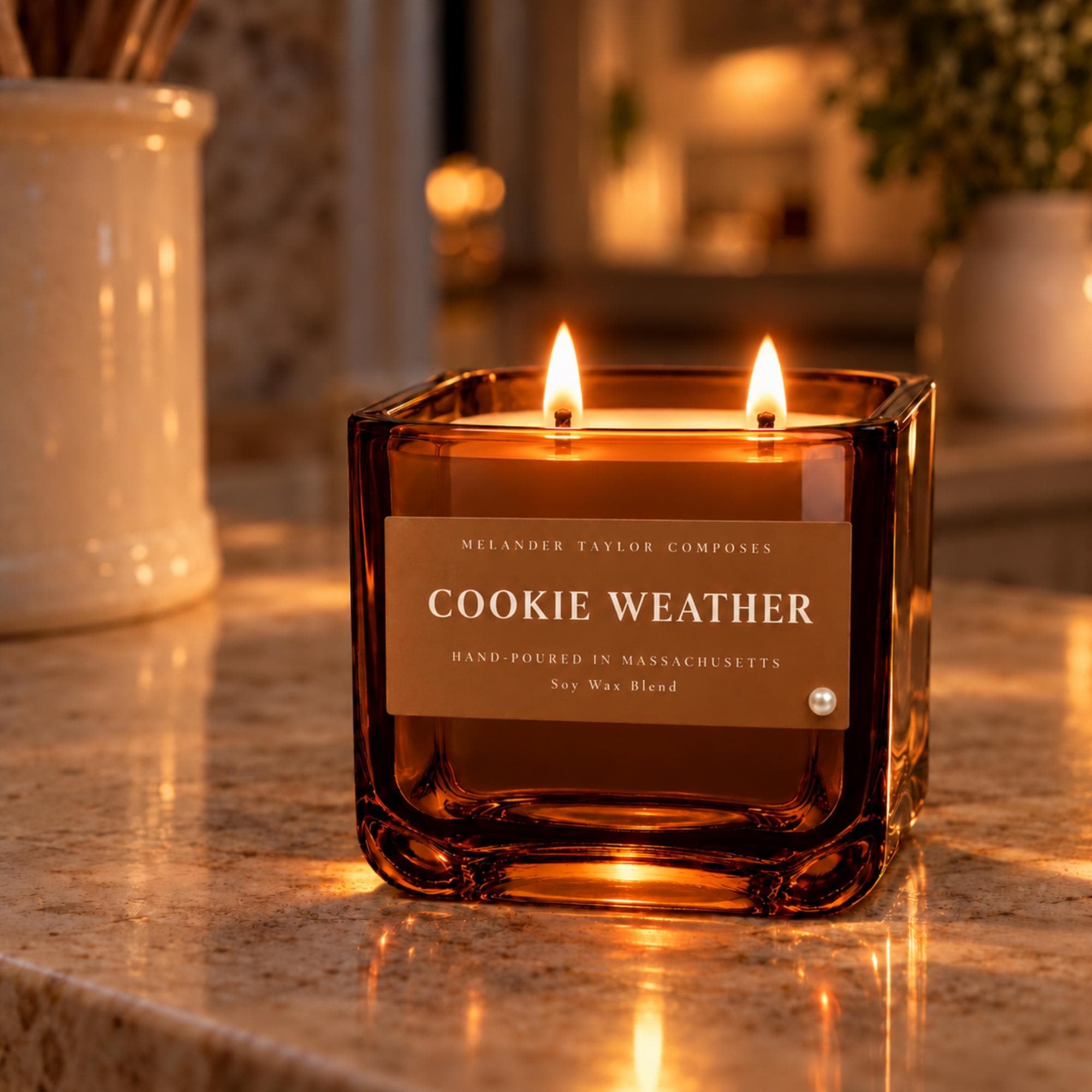 Gingerbread Holiday Candle, 16oz, double wick, ginger cinnamon vanilla, scent card + matches, view 7