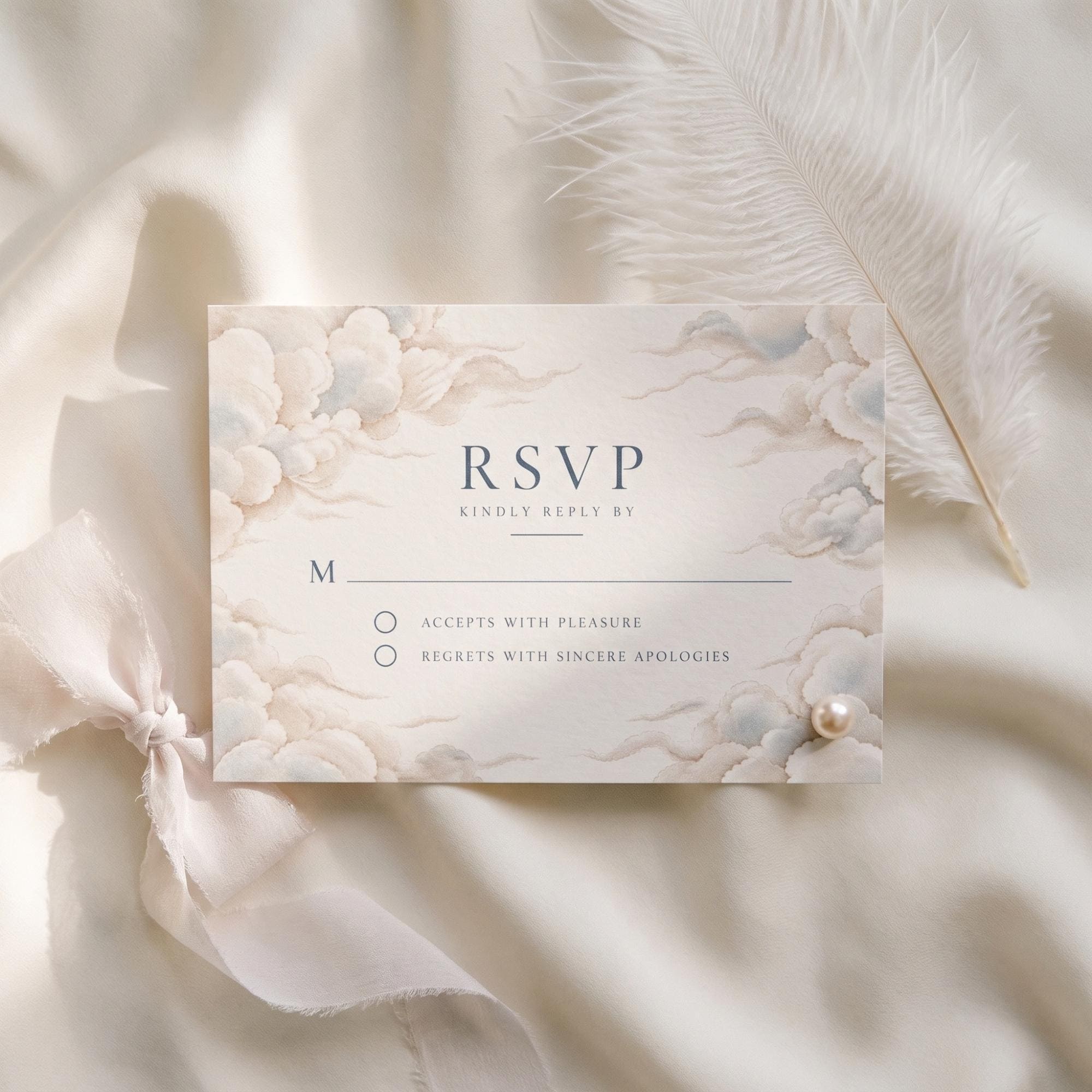 Cloud Baby Shower Invitation Bundle: PRINTED, pearl embellishment, wax seals+ hand-lettering + stamps optional, view 4
