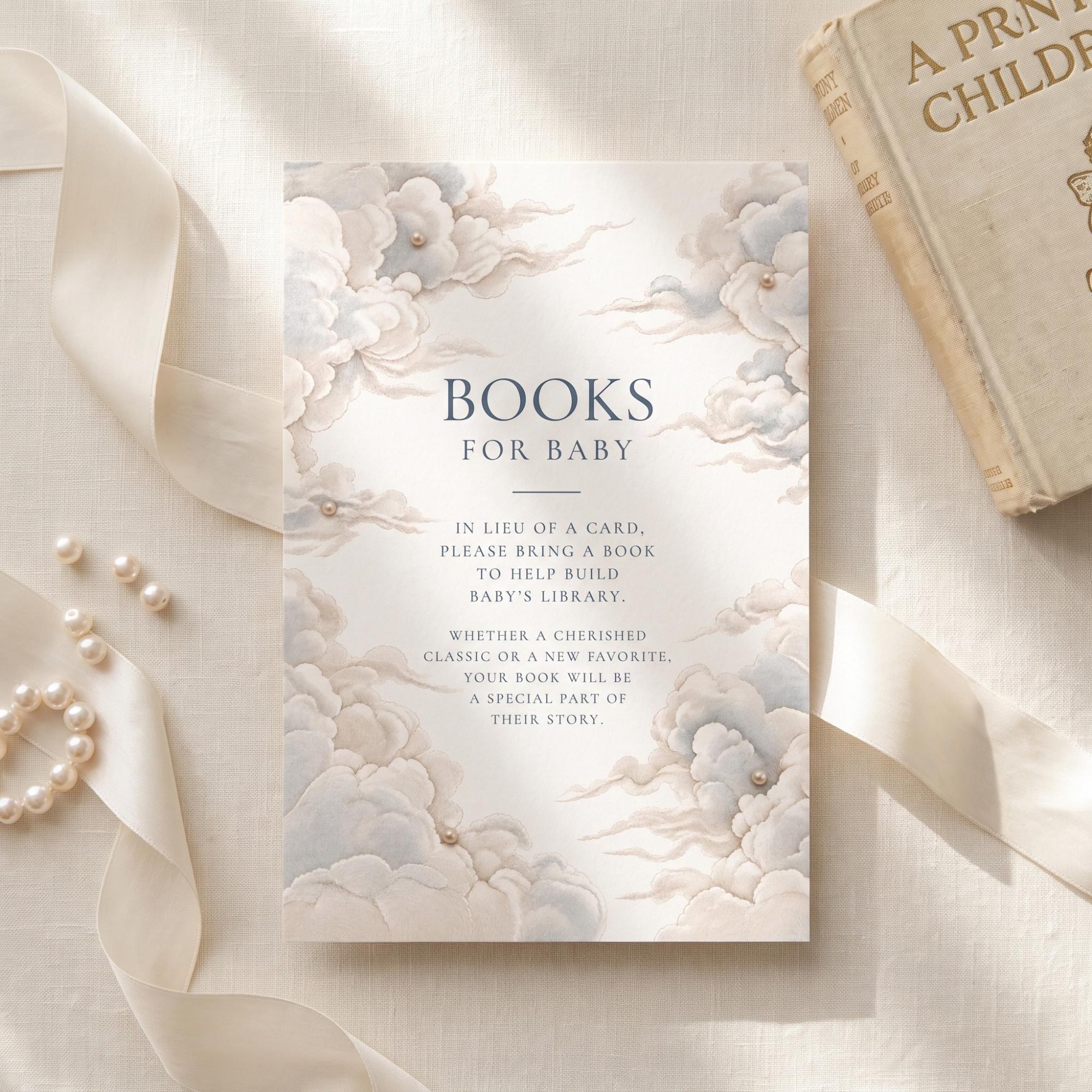 Cloud Baby Shower Invitation Bundle: PRINTED, pearl embellishment, wax seals+ hand-lettering + stamps optional, view 5