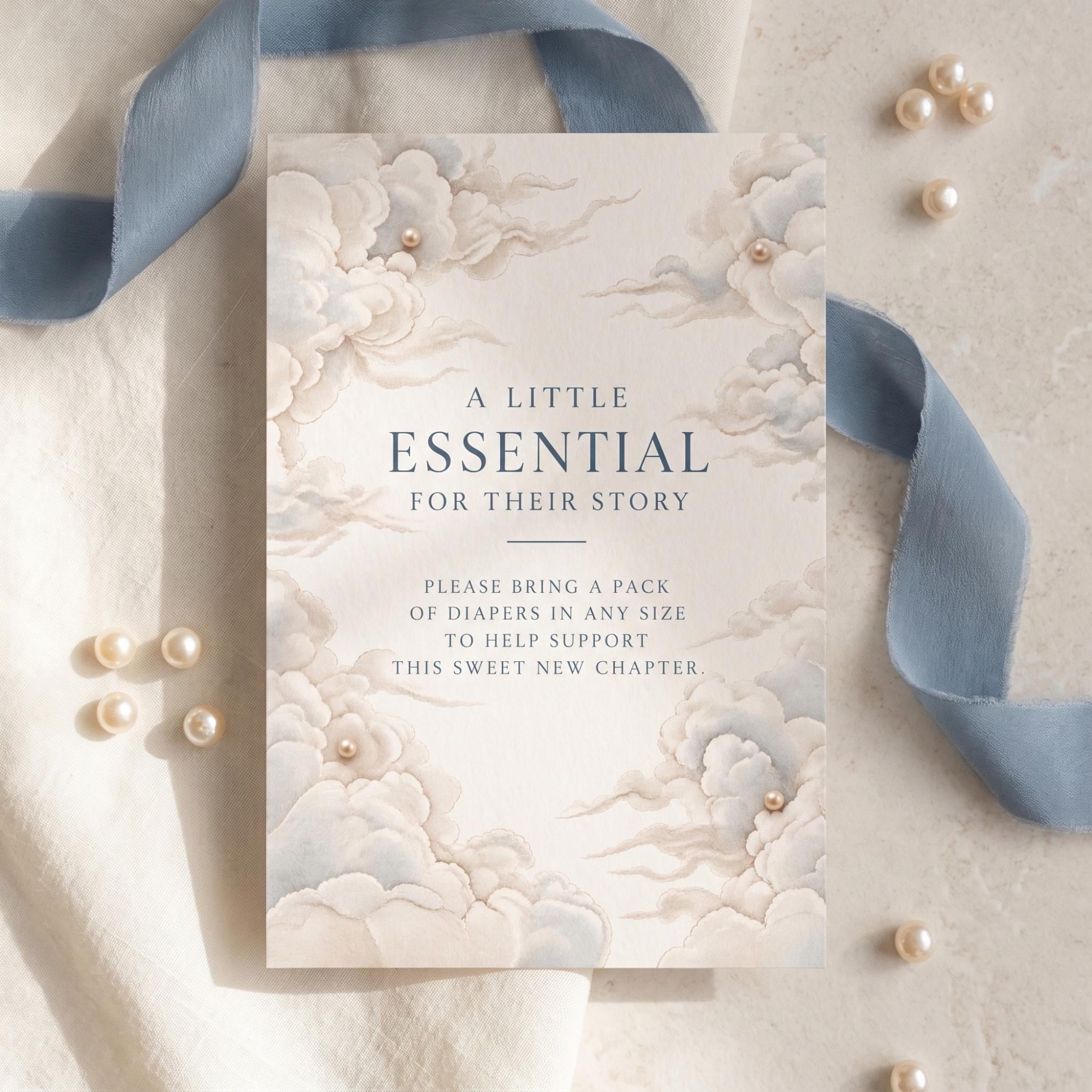 Cloud Baby Shower Invitation Bundle: PRINTED, pearl embellishment, wax seals+ hand-lettering + stamps optional, view 6