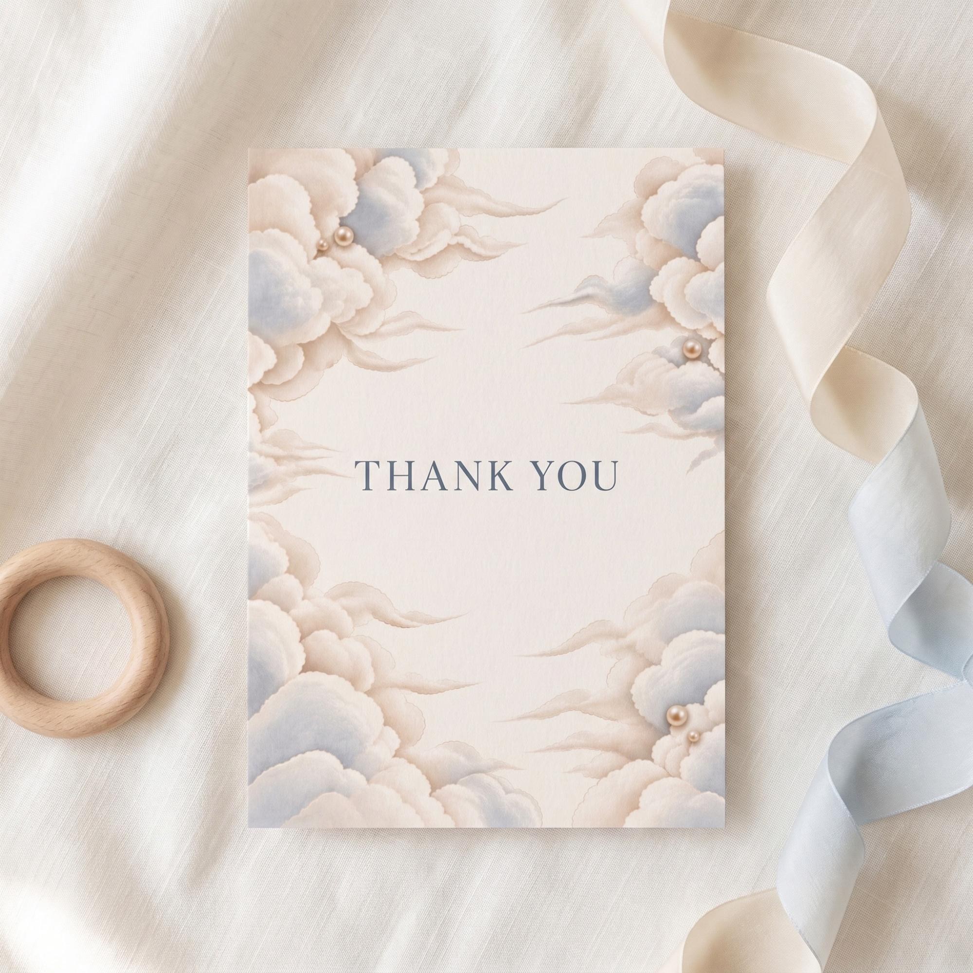 Cloud Baby Shower Invitation Bundle: PRINTED, pearl embellishment, wax seals+ hand-lettering + stamps optional, view 7
