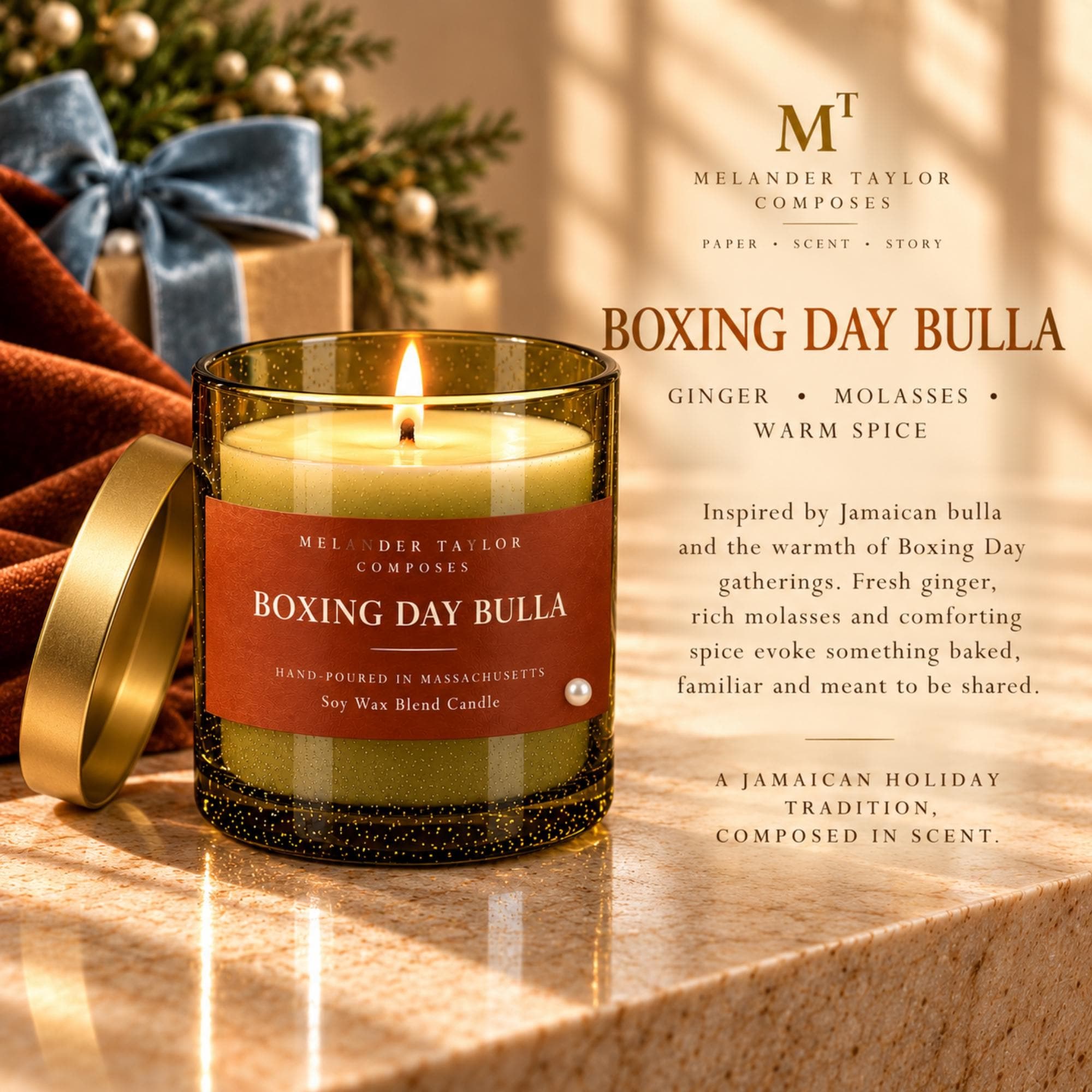 Jamaican Christmas Candles | Sorrel & Spice and Boxing Day Bulla | 9 oz Holiday Scented Candles, view 4