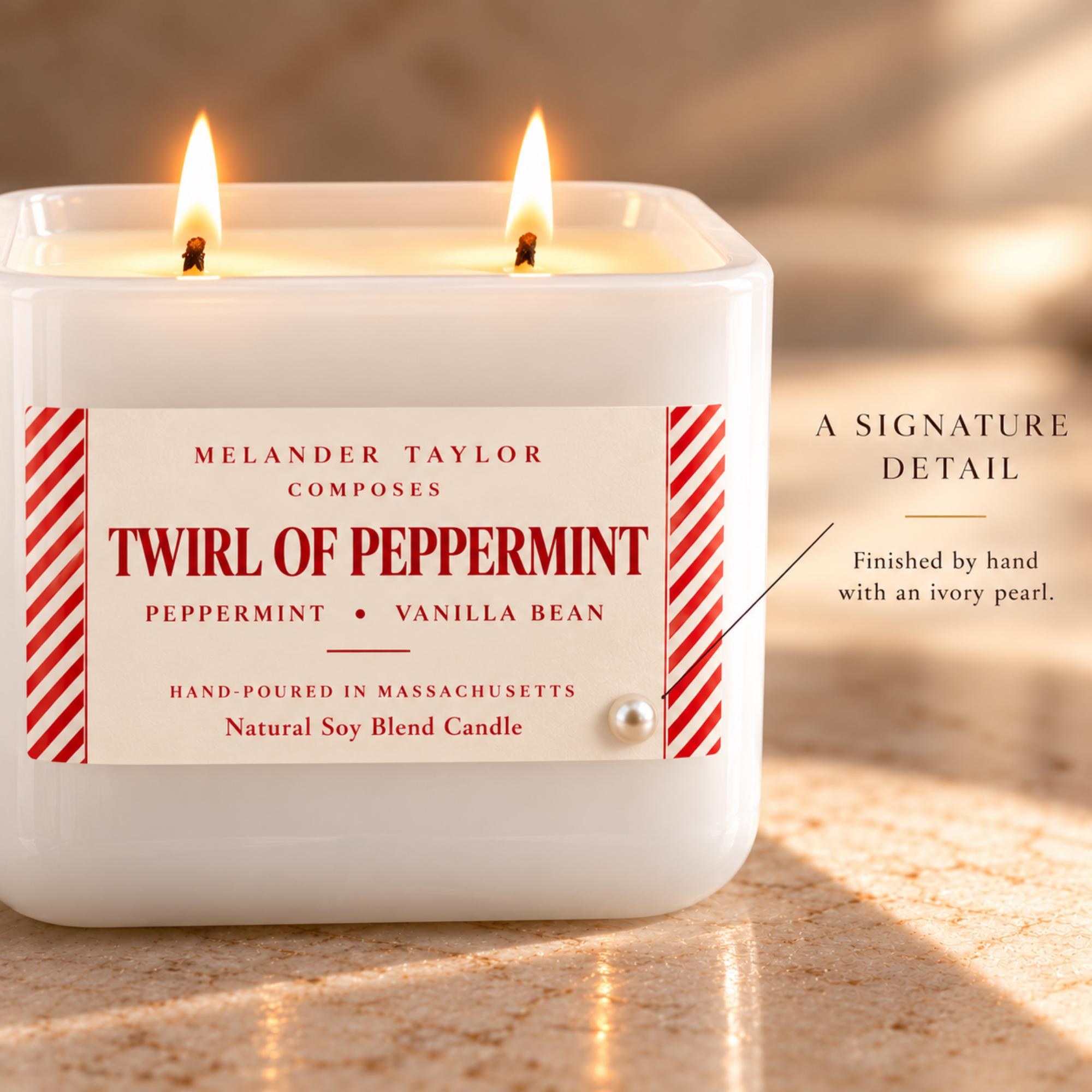 Peppermint Candle, 16 oz Soy Blend, Double Wick Christmas Candle, Peppermint Vanilla Scent, view 6