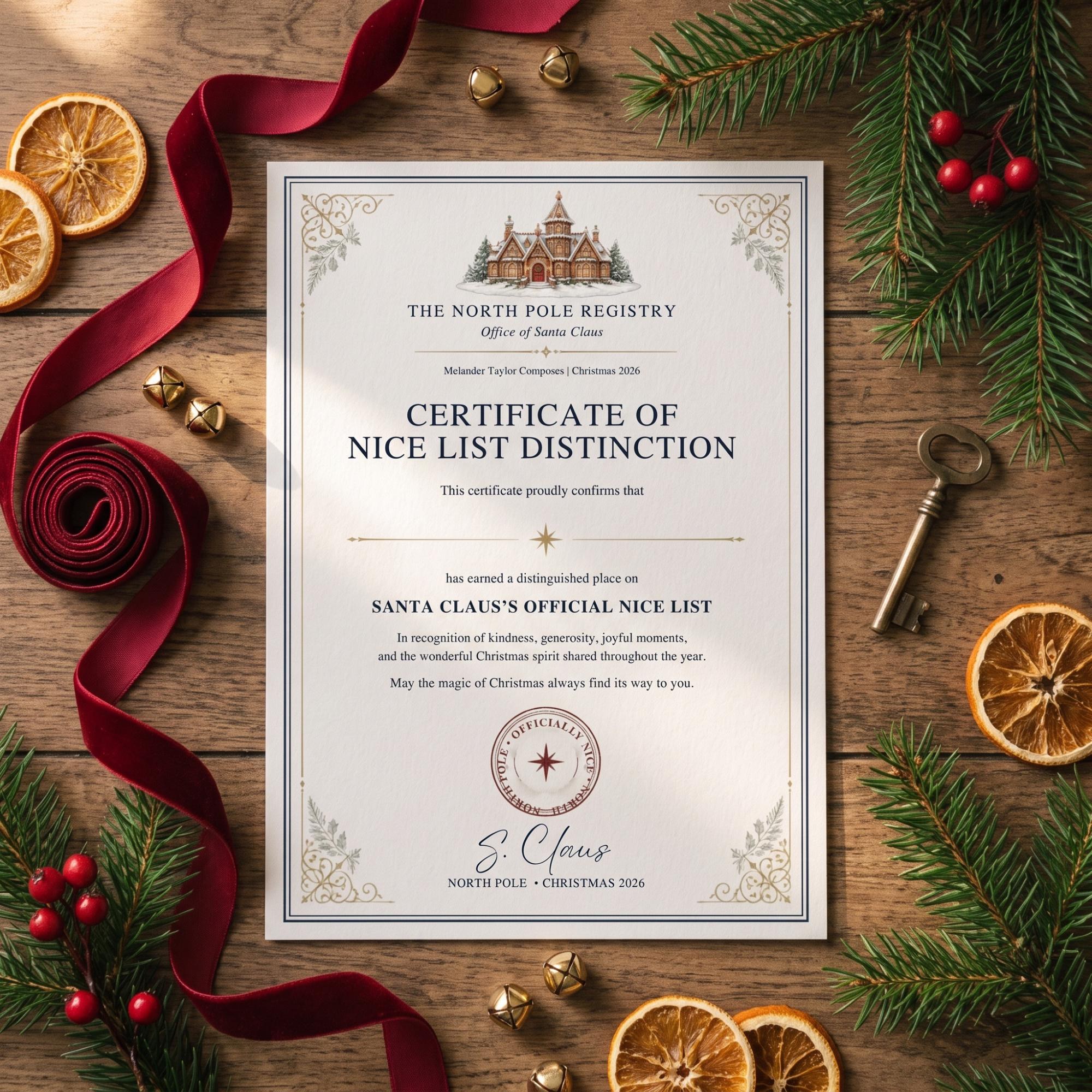 Personalized Santa Letter for Kids, Nice List Certificate, Mailed North Pole Keepsake, view 6