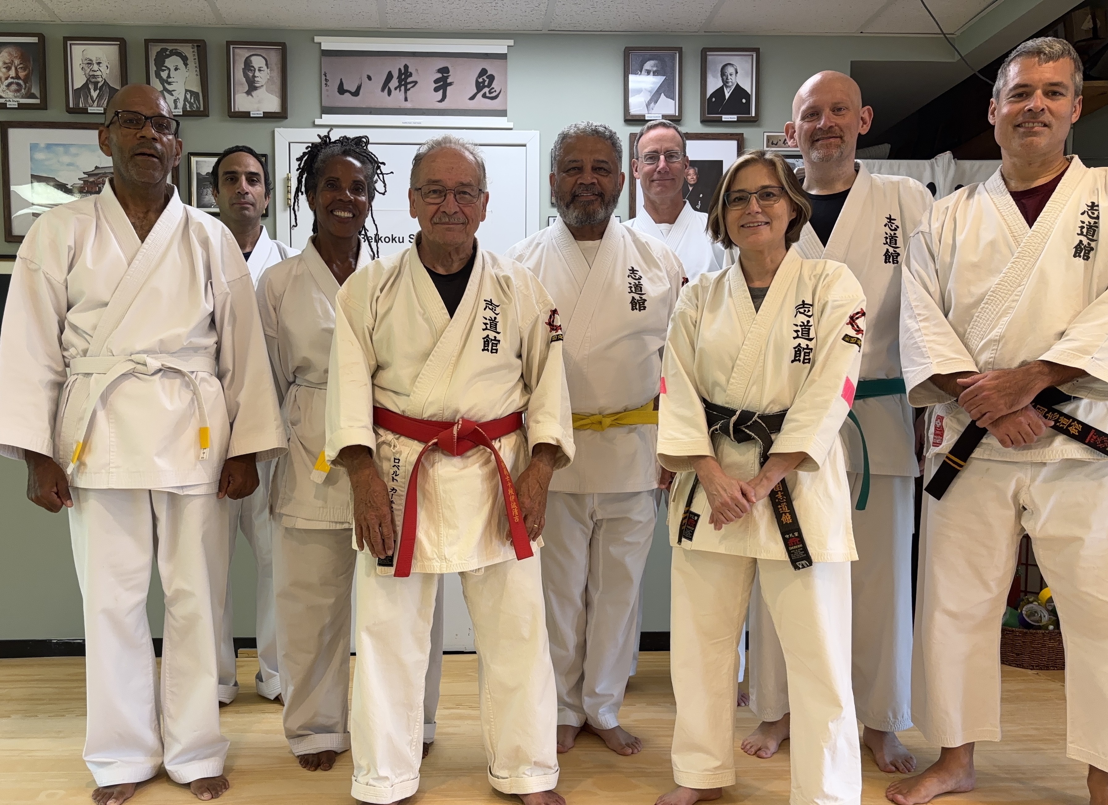 Virginia Dojo members practising a midday karate drill