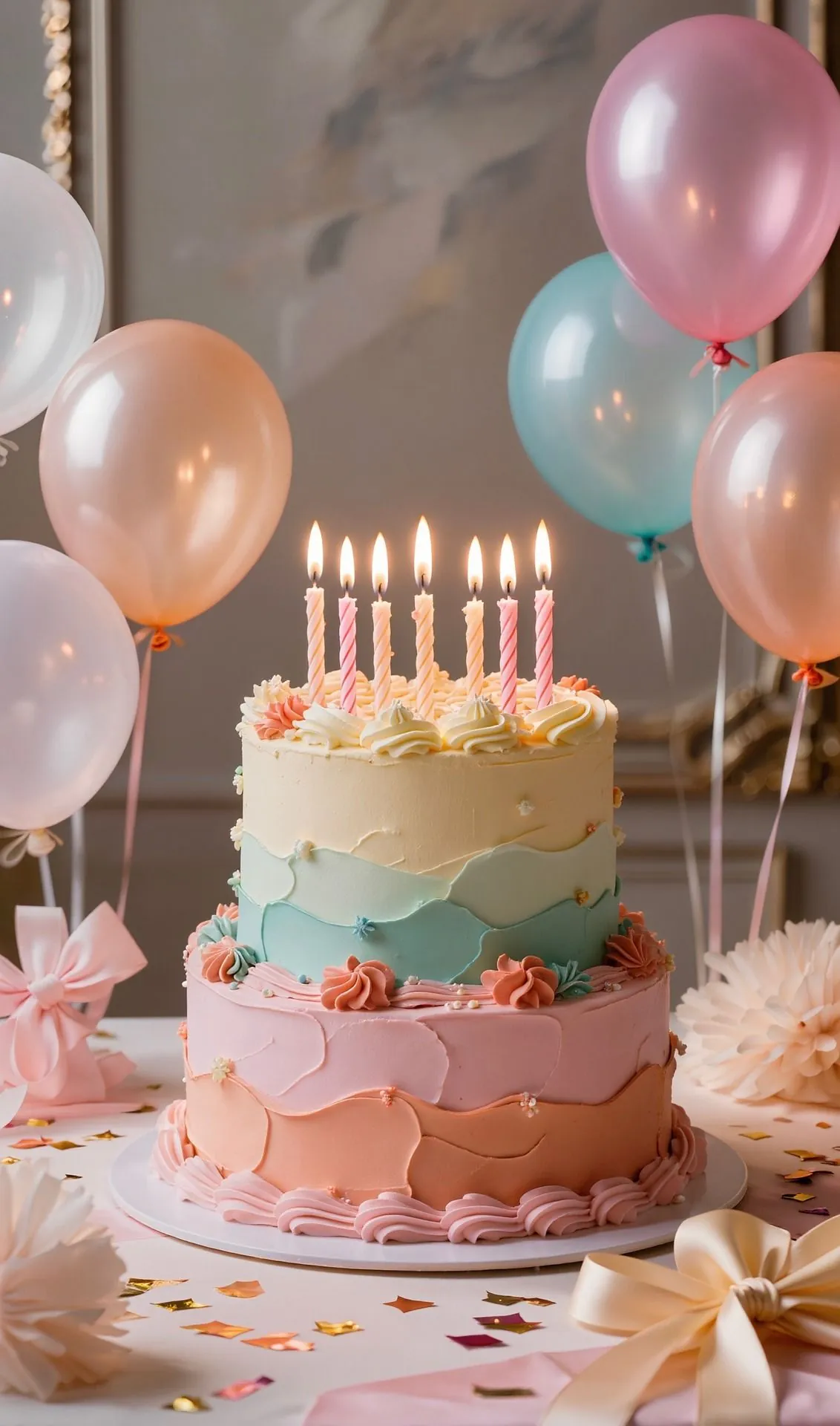 Multi-tier celebration cake with buttercream flowers