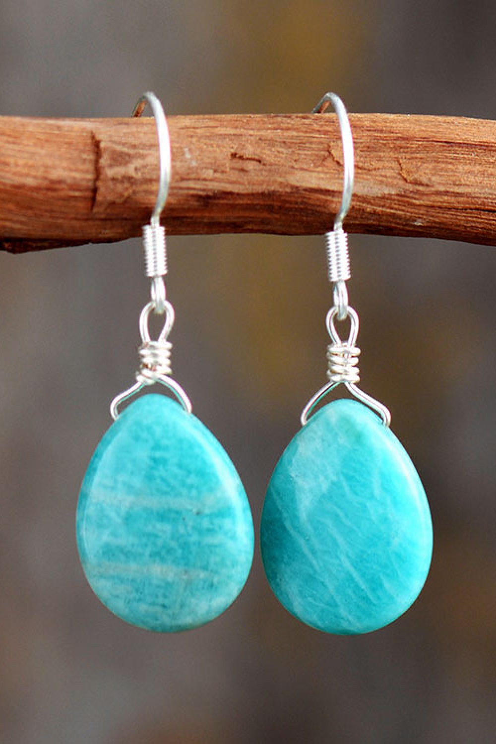 Handmade natural stone teardrop earrings