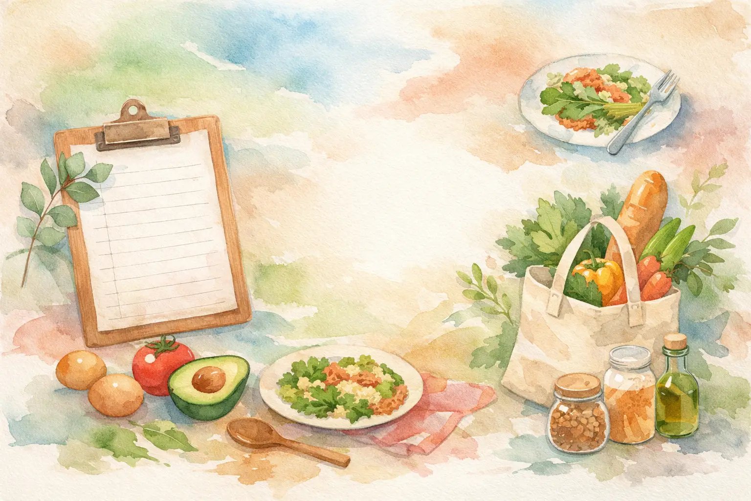 Illustration for Printable Meal Planner Grocery List for Calm Weeks