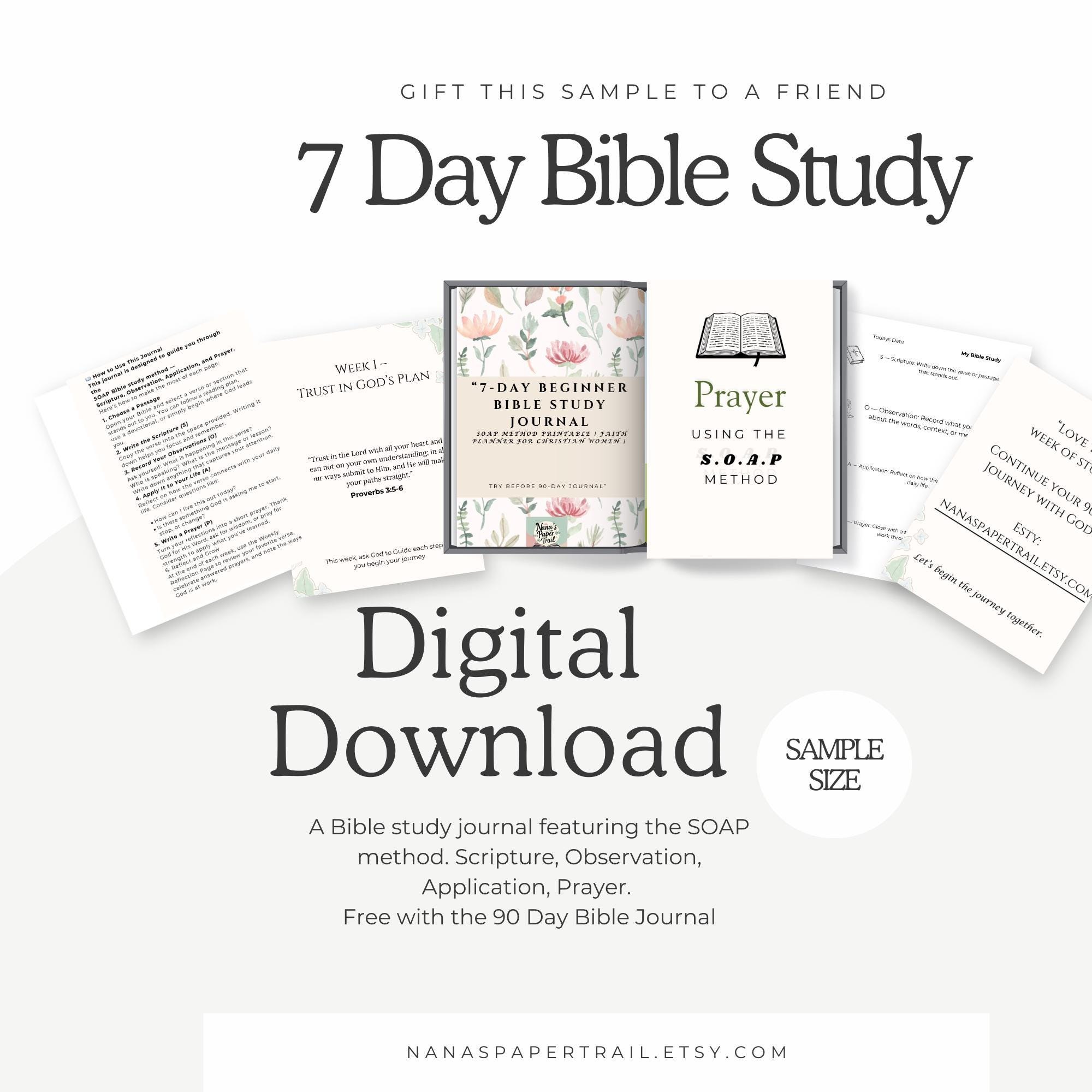 7 Day Bible Study Journal for Women Printable, Guided Faith Journey Devotional, Beginner Christian Workbook, Scripture Journal PDF