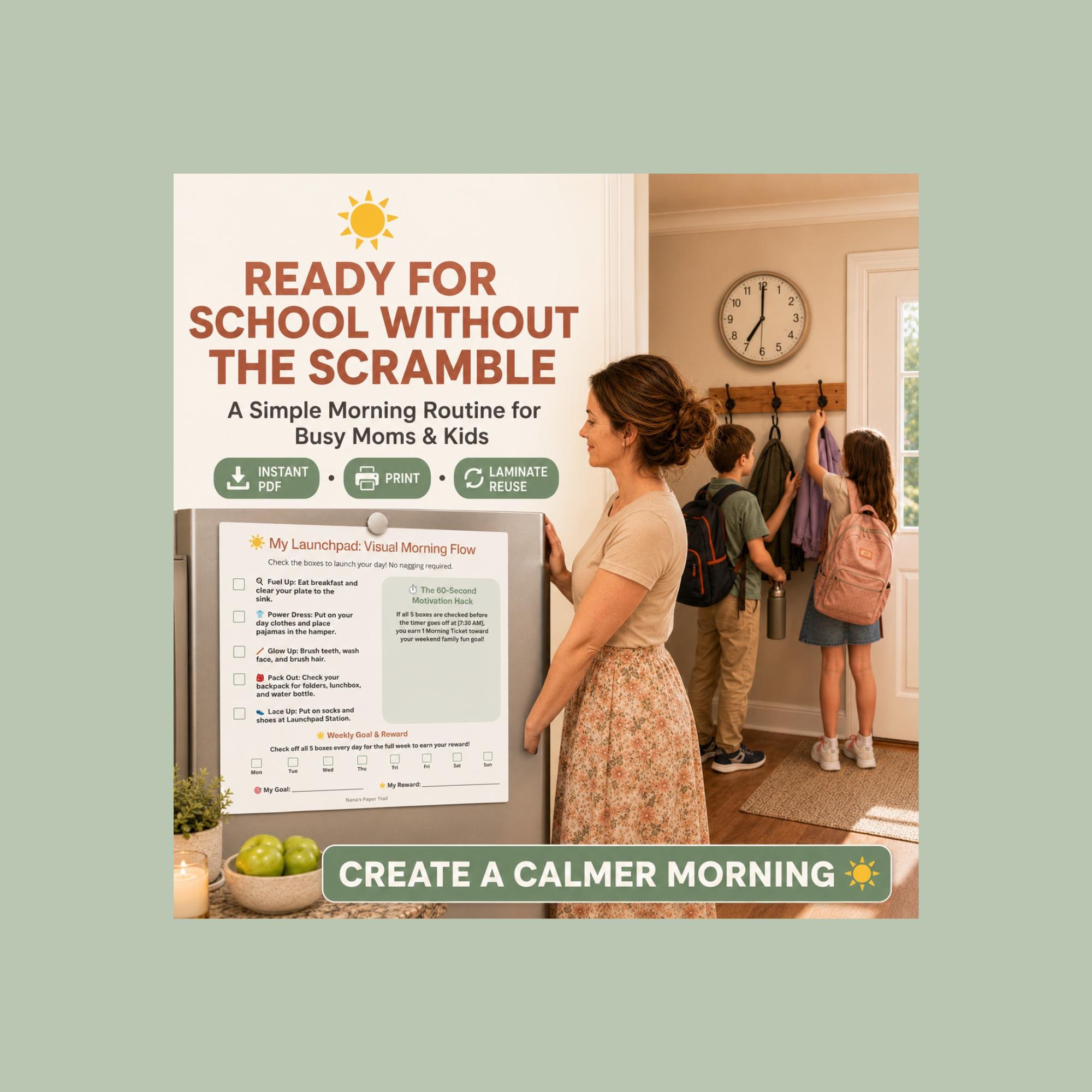 Working Mom Morning Routine Printable, Daily Checklist, Self Care Chart (PDF Download)