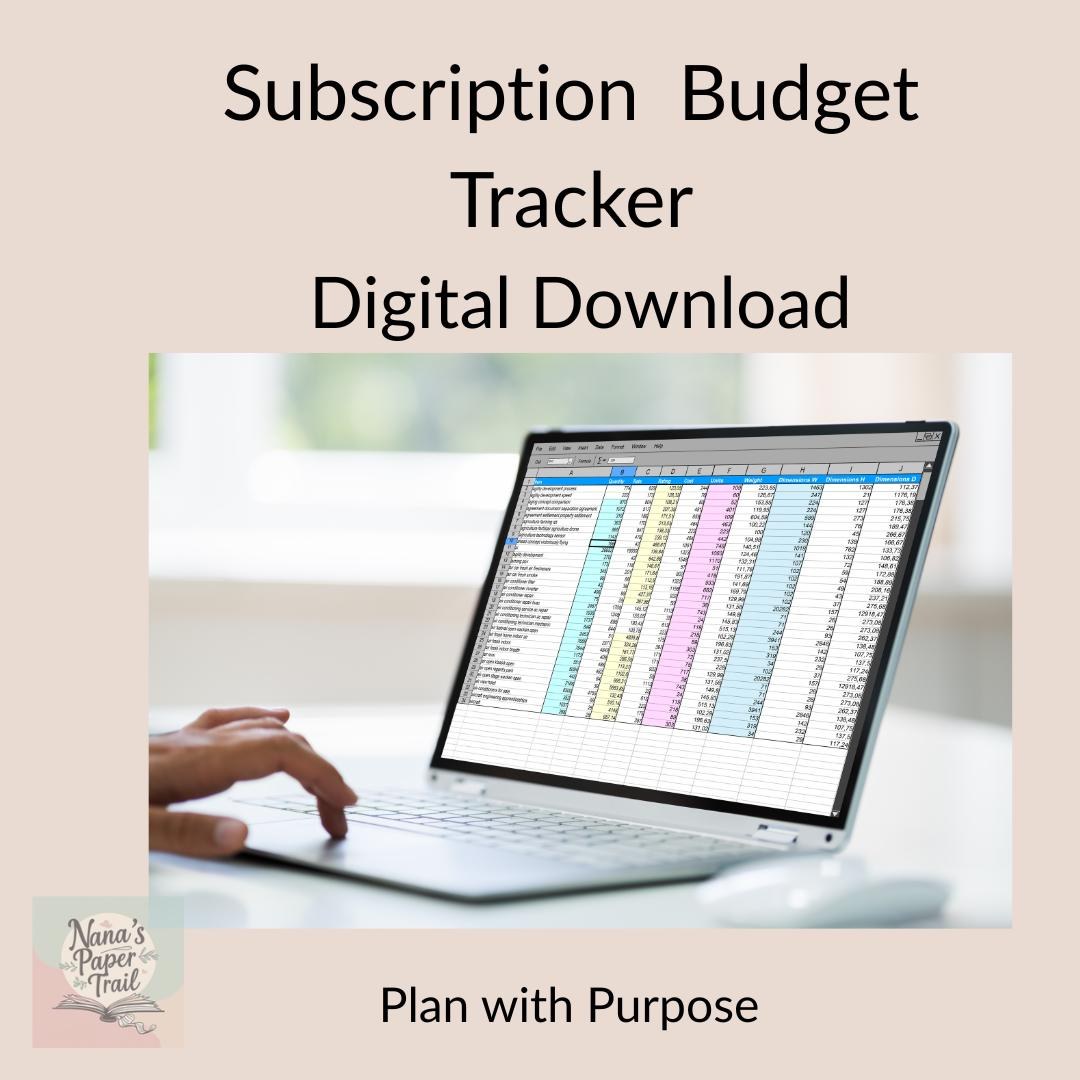 Budget Tracker Excel Spreadsheet, Monthly Budget Planner, Subscription Tracker, Expense & Bill Tracker, Digital Download iPad Android